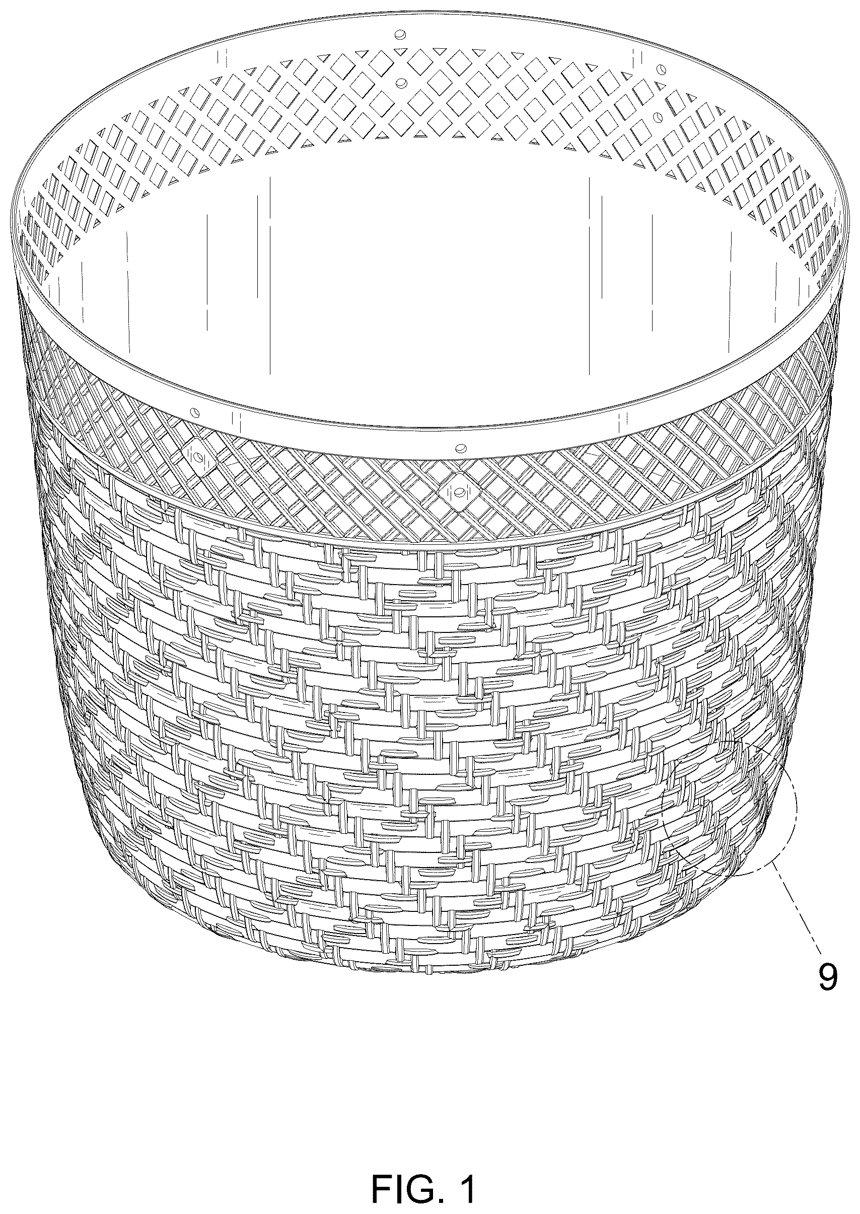 Patent USD1076448 Figure 1 – Storage basket