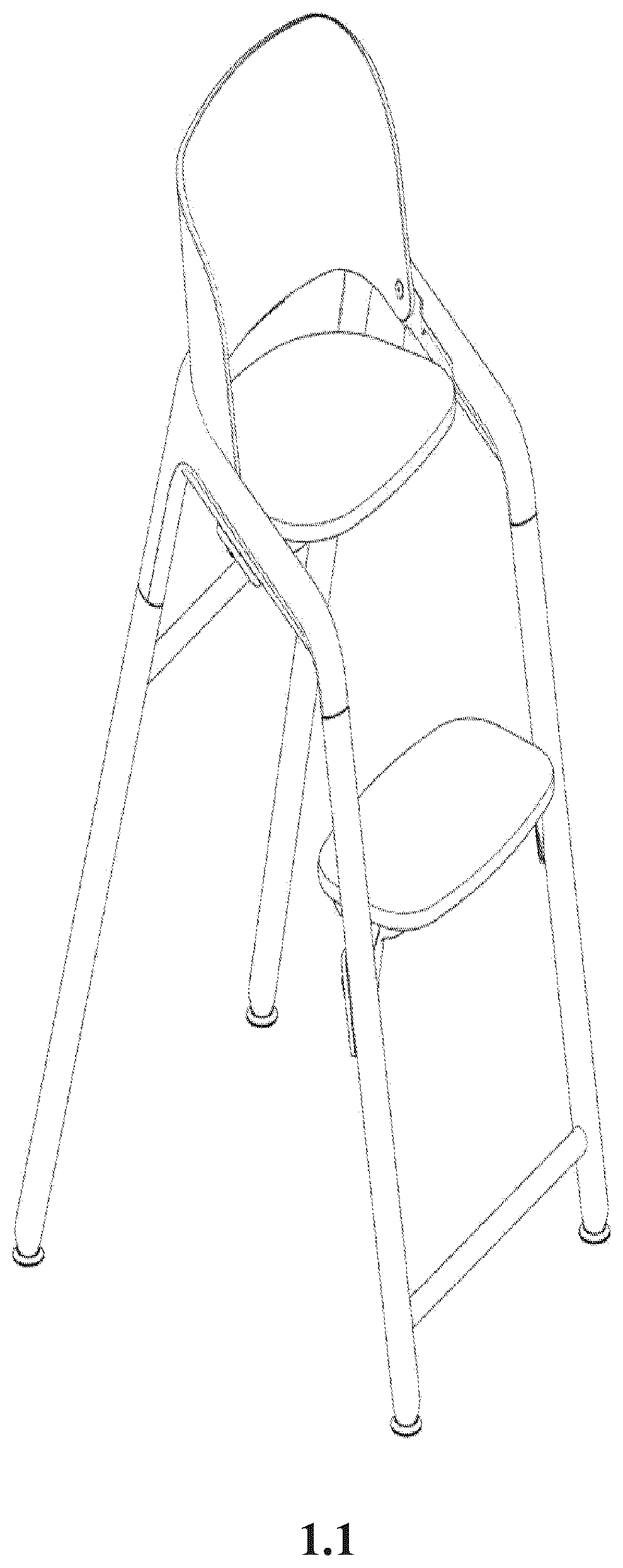 Patent USD1076472 Figure 1 – High chair with adjustable footrest for children or babies