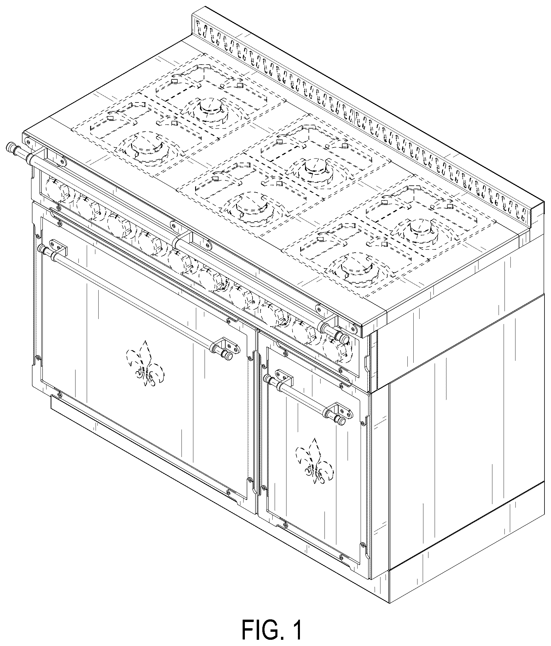 Patent USD1076561 Figure 1 – Cooking range