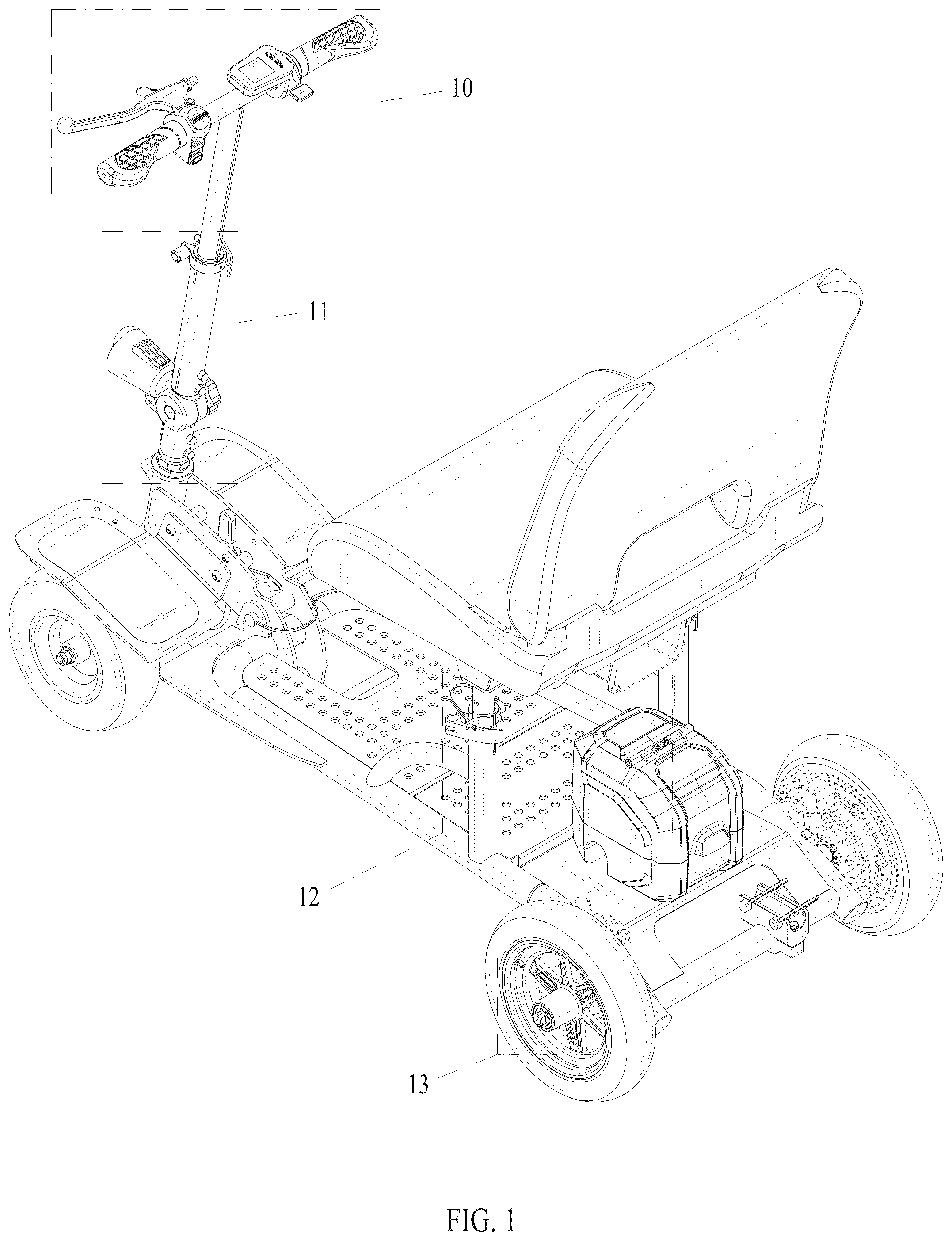 Patent USD1076733 — Portable mobility scooter — Figure 1