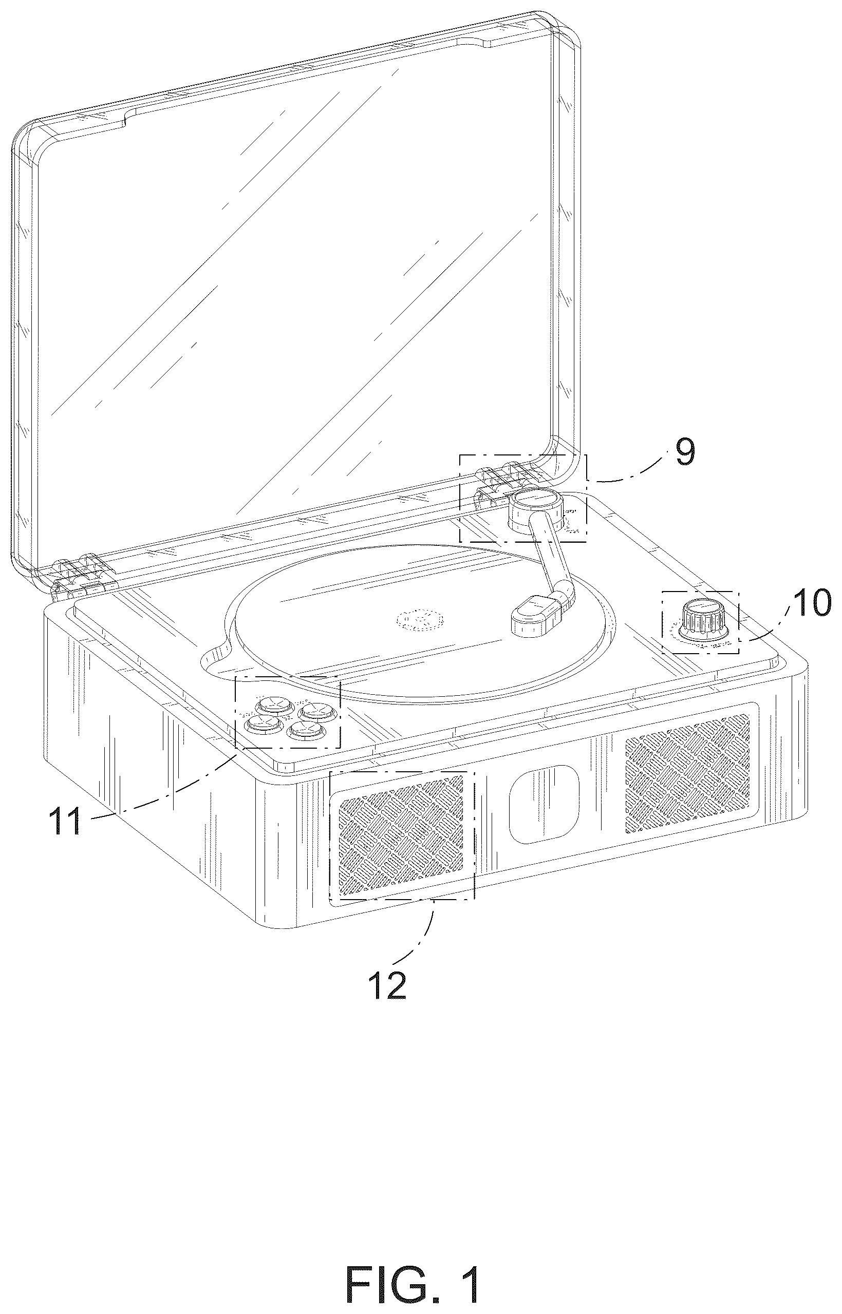 Patent USD1076856 Figure 1 – Phonograph