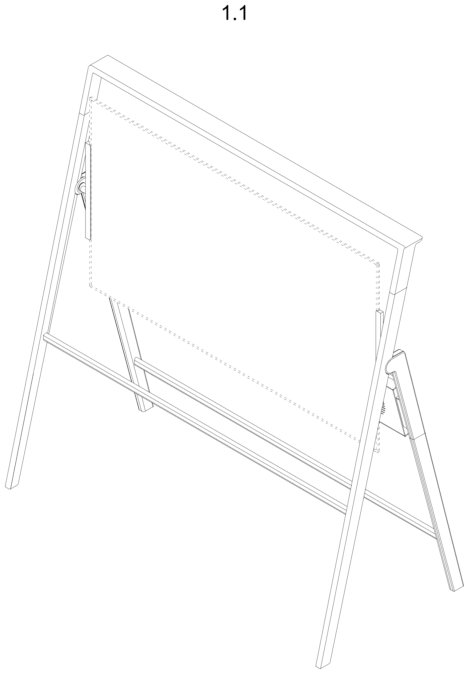 Patent USD1076897 Figure 1 – Video screen with stand