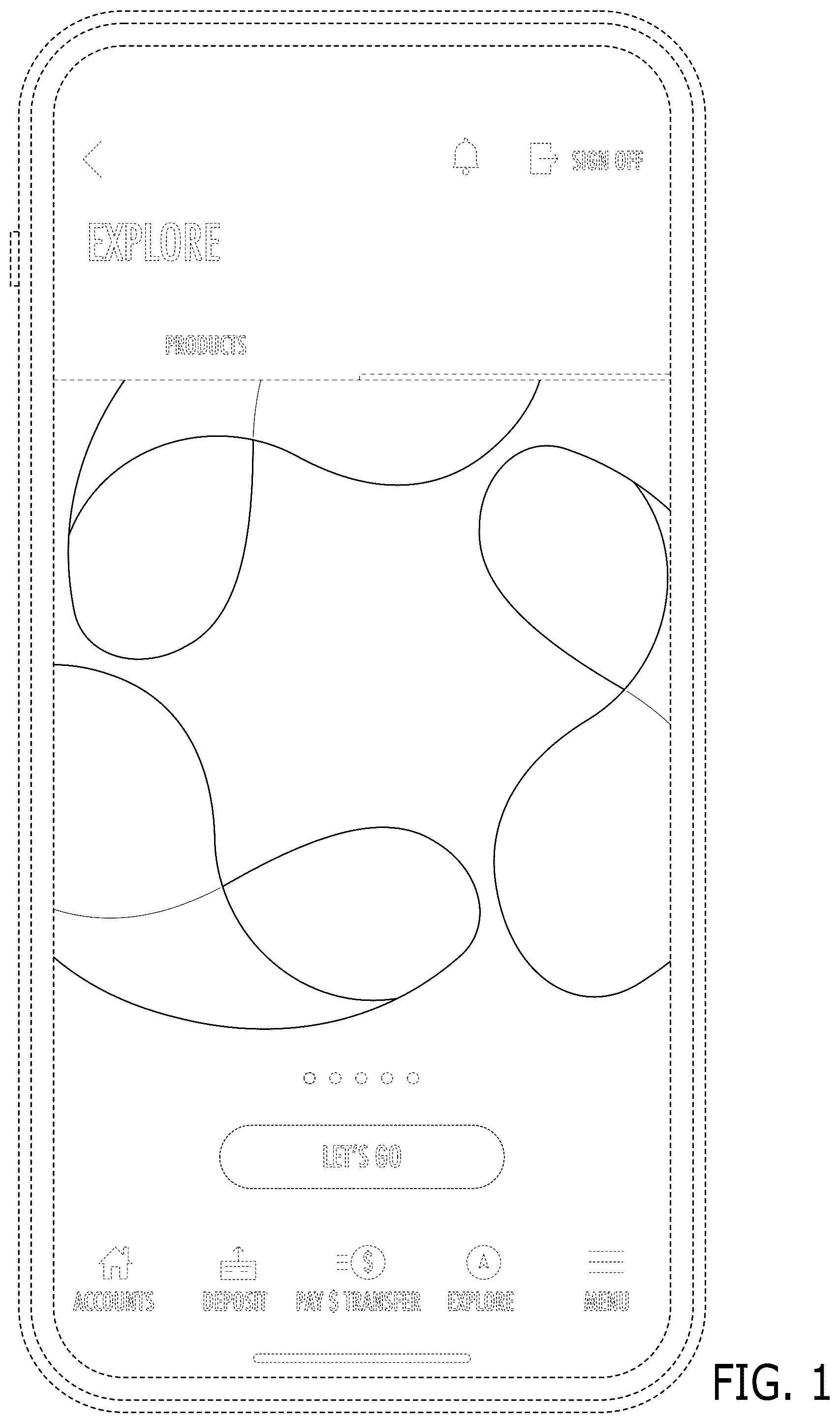 Patent USD1076940 — Display screen or portion thereof with a transitional graphical user interface — Figure 1