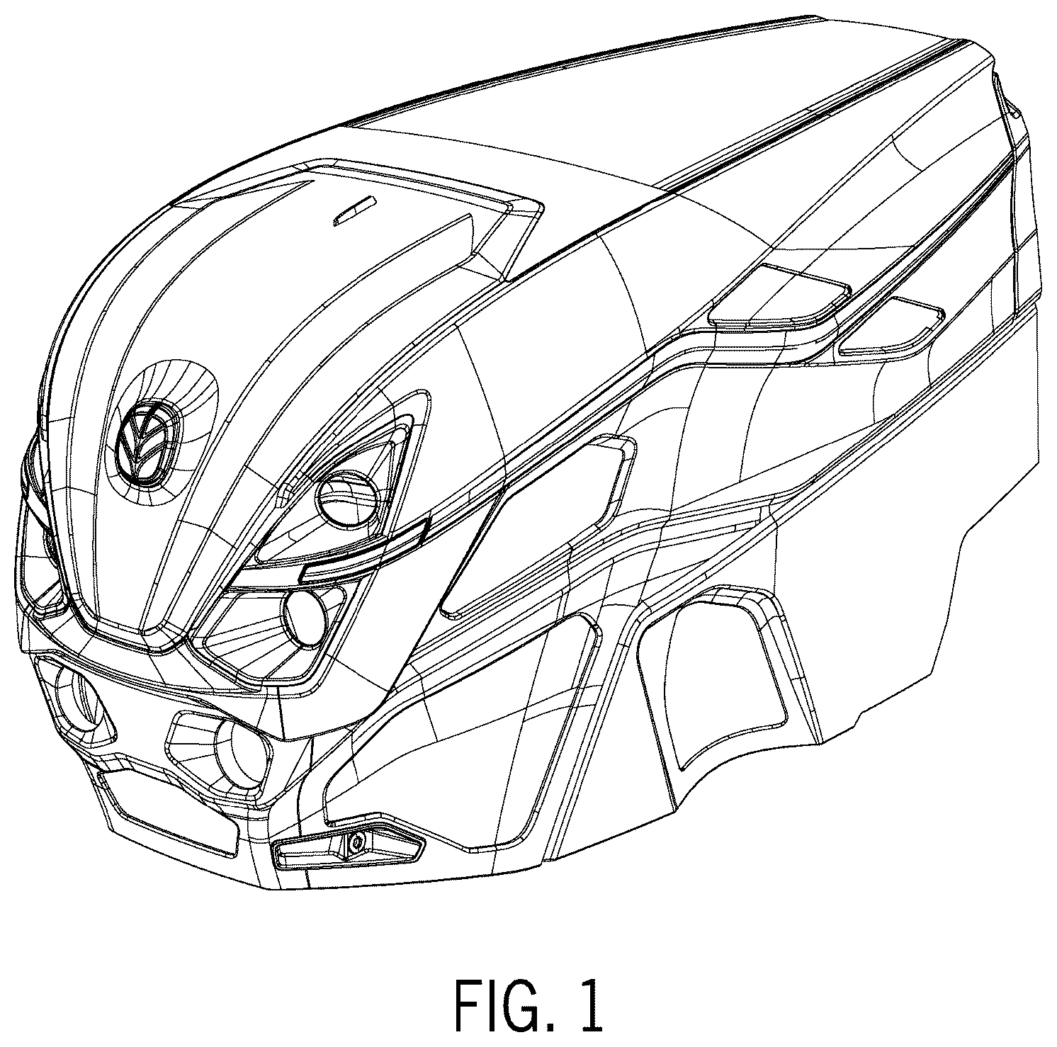 Patent USD1076991 — Hood of a work vehicle — Figure 1