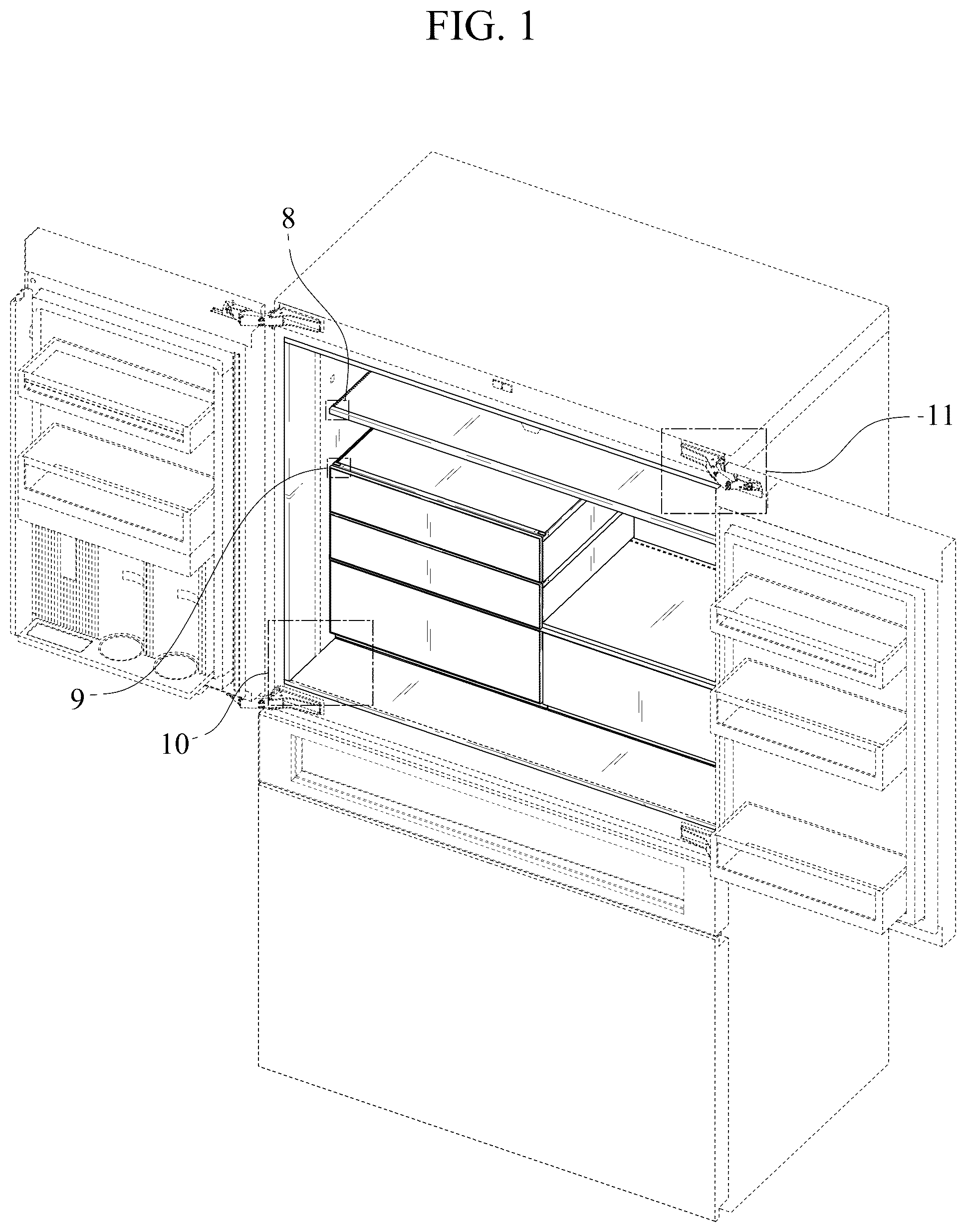 Patent USD1076993 — Refrigerator — Figure 1