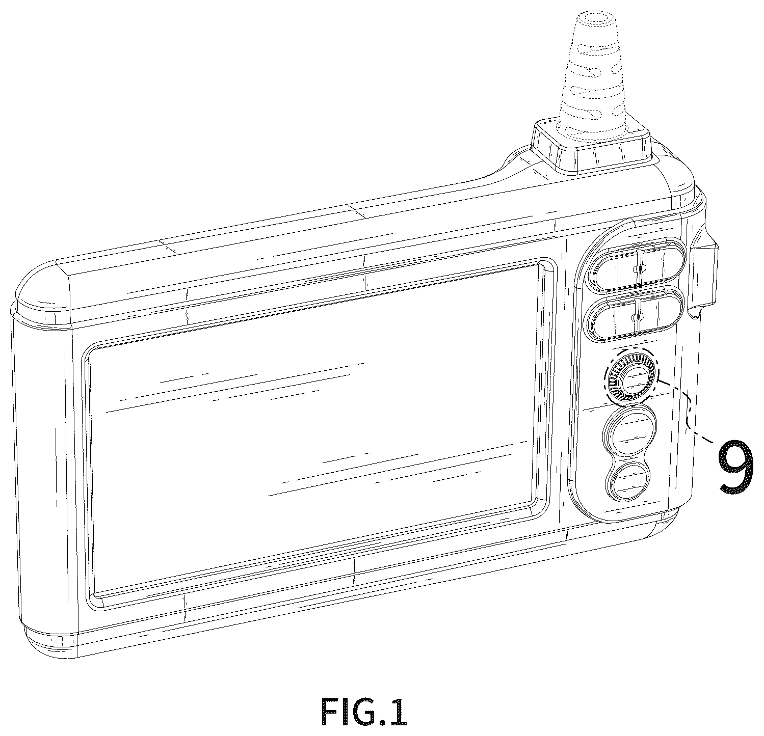 Patent USD1077018 Figure 1 – Endoscope camera dual-lens