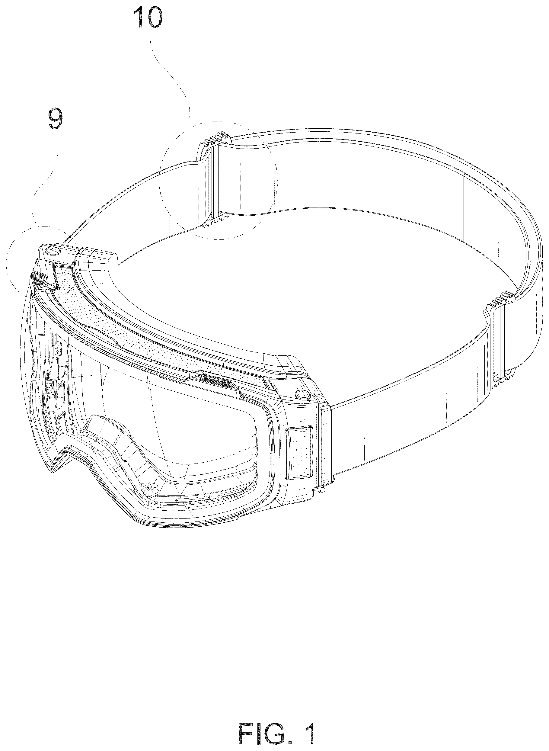 Patent USD1077038 — Ski goggles — Figure 1