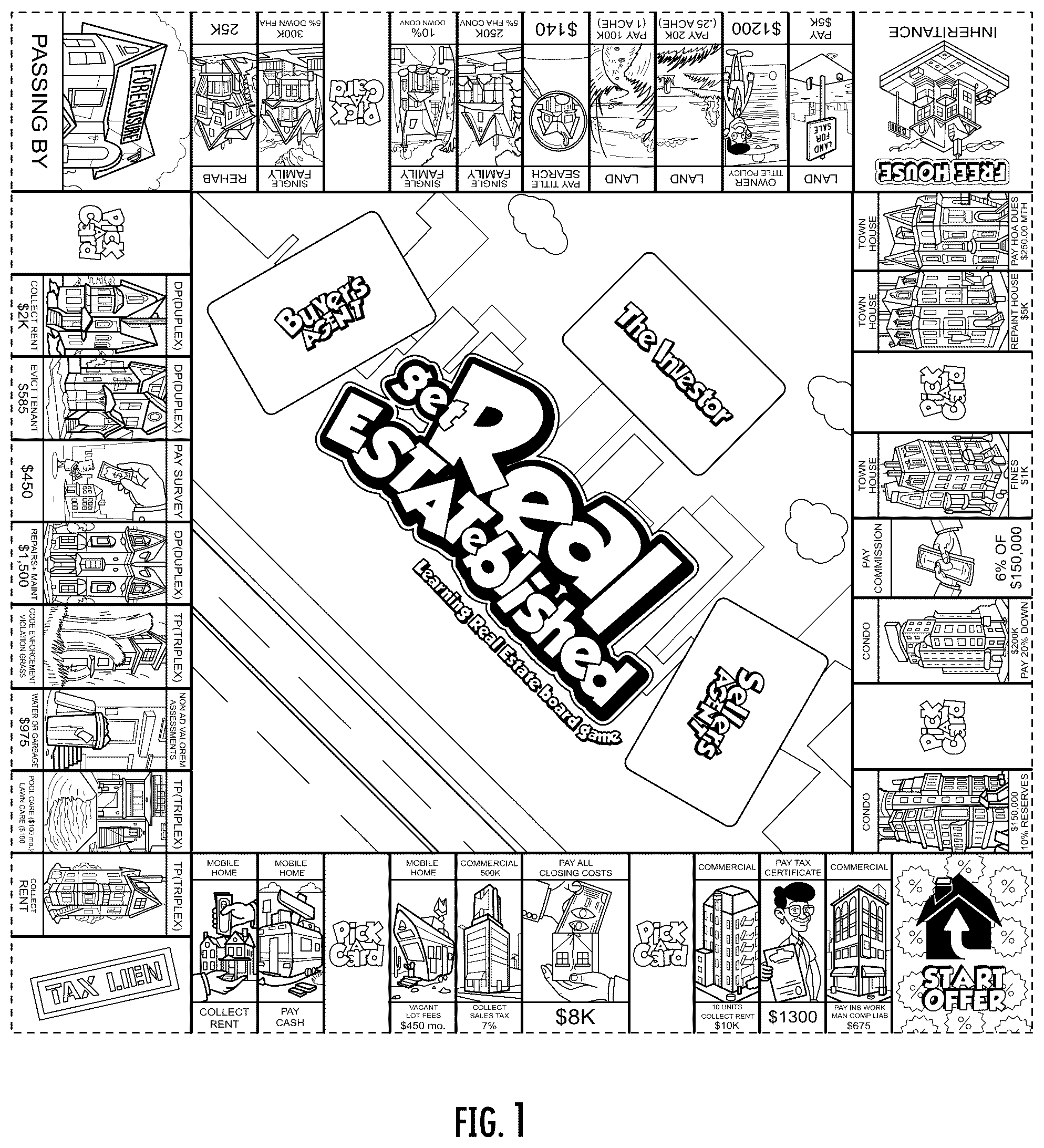 Patent USD1077054 — Combined game board and playing cards — Figure 1