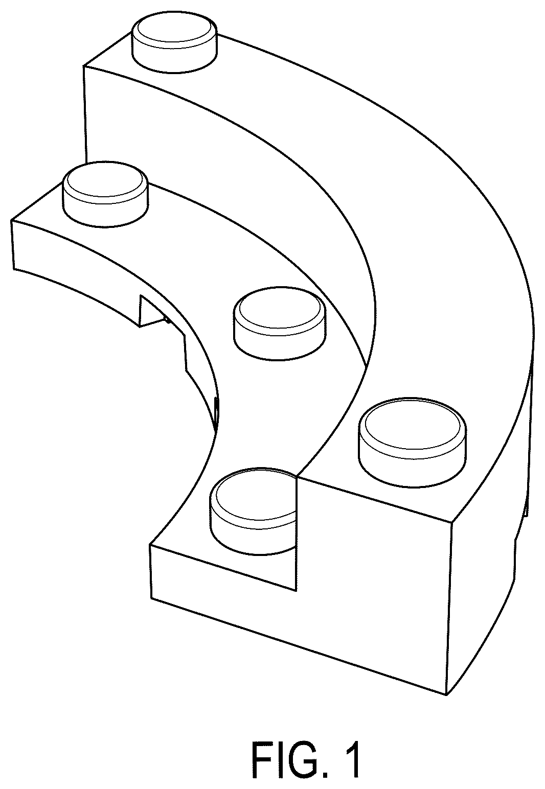 Patent USD1077073 — Arced toy brick — Figure 1