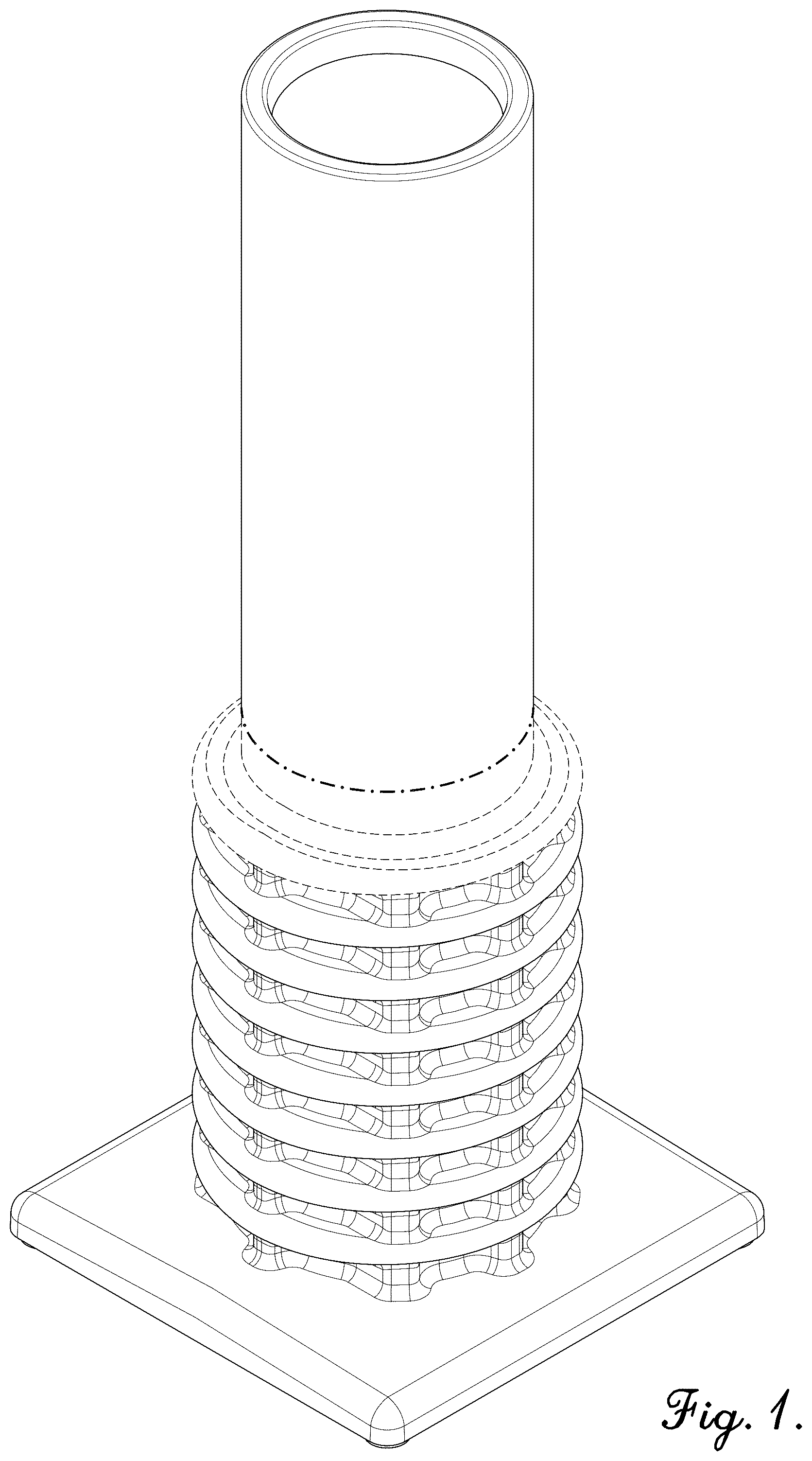 Patent USD1077125 Figure 1 – Launching tube for consumer fireworks aerial display shells