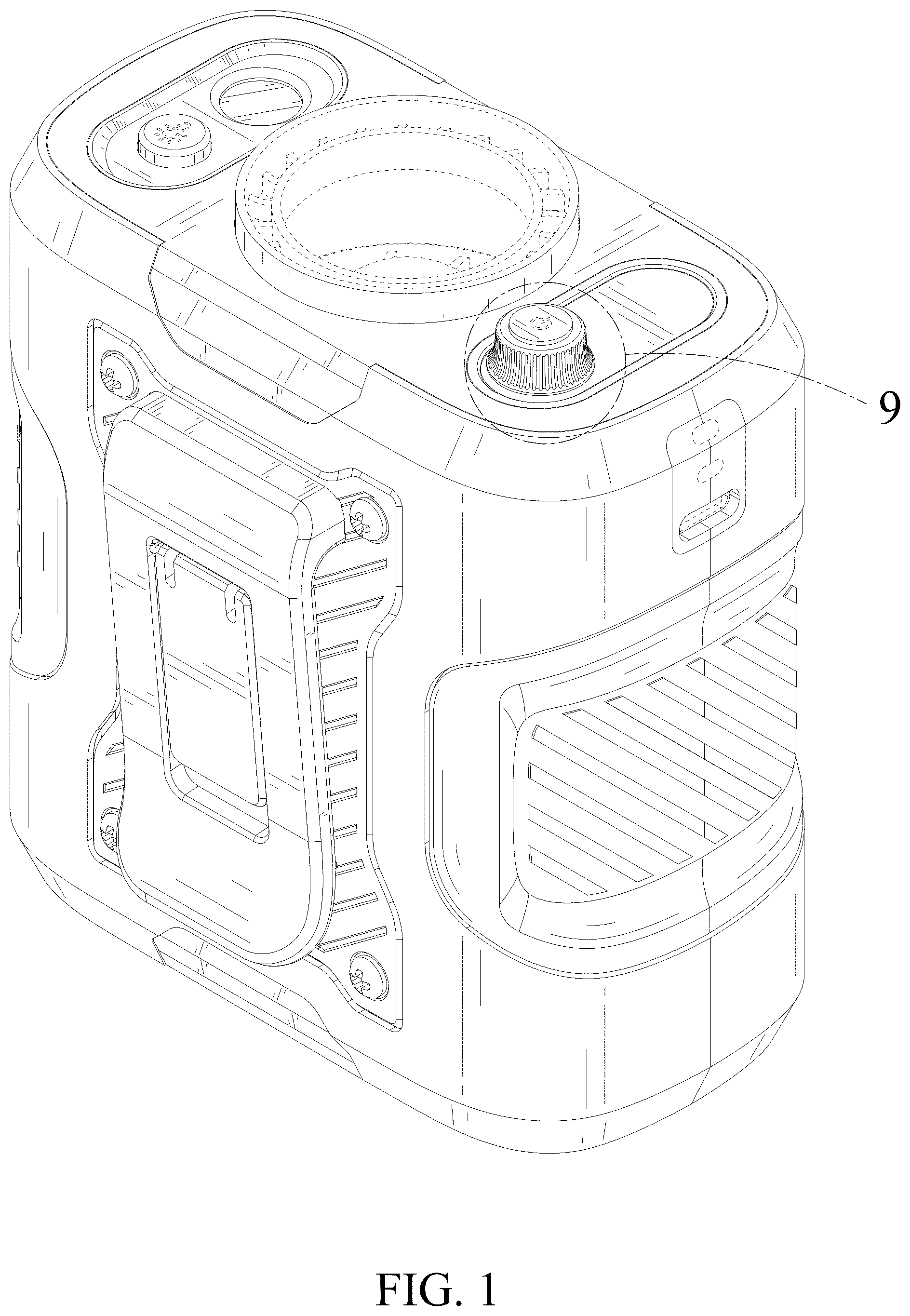 Patent USD1077180 Figure 1 – Waist clip fan