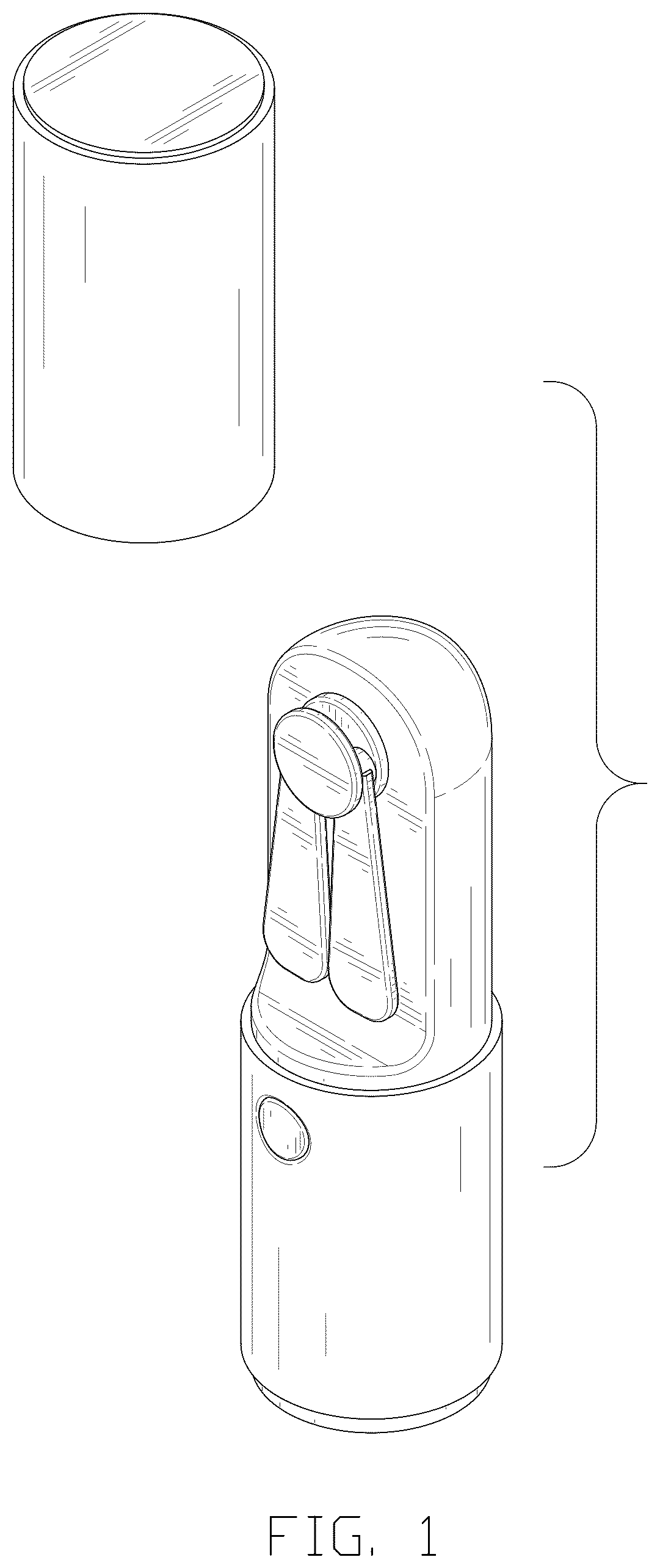 Patent USD1077186 — Handheld fan — Figure 1