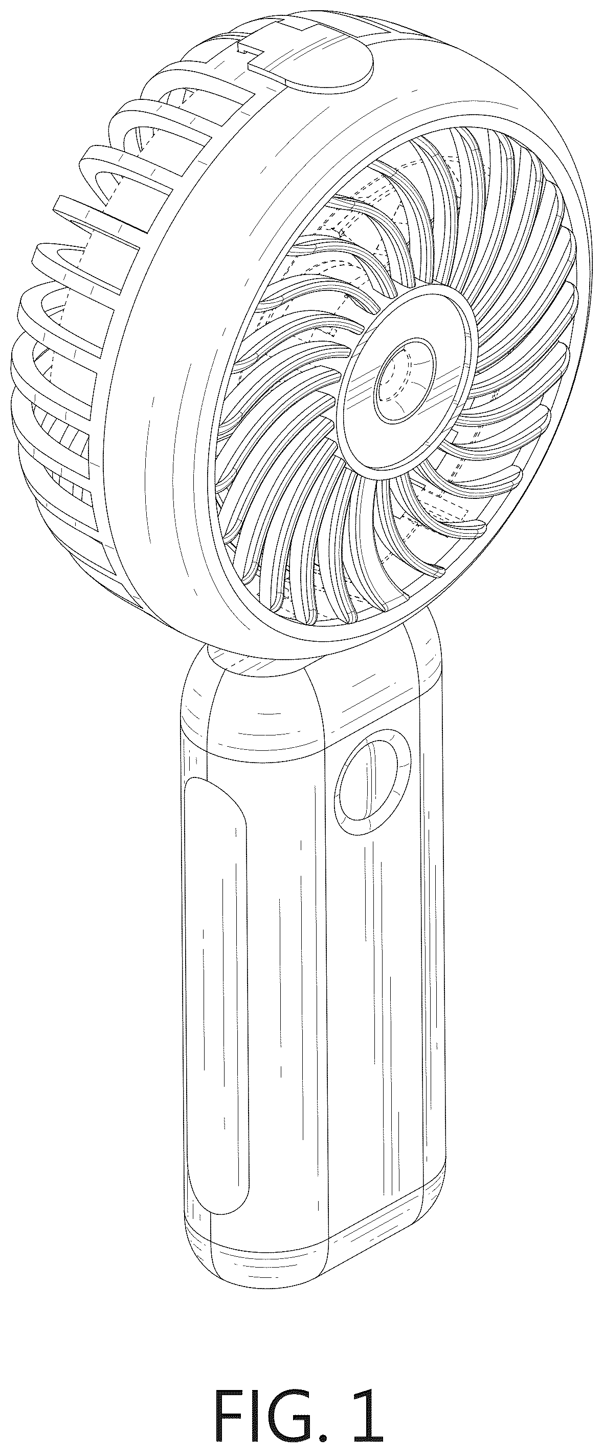 Patent USD1077189 Figure 1 – Handheld fan