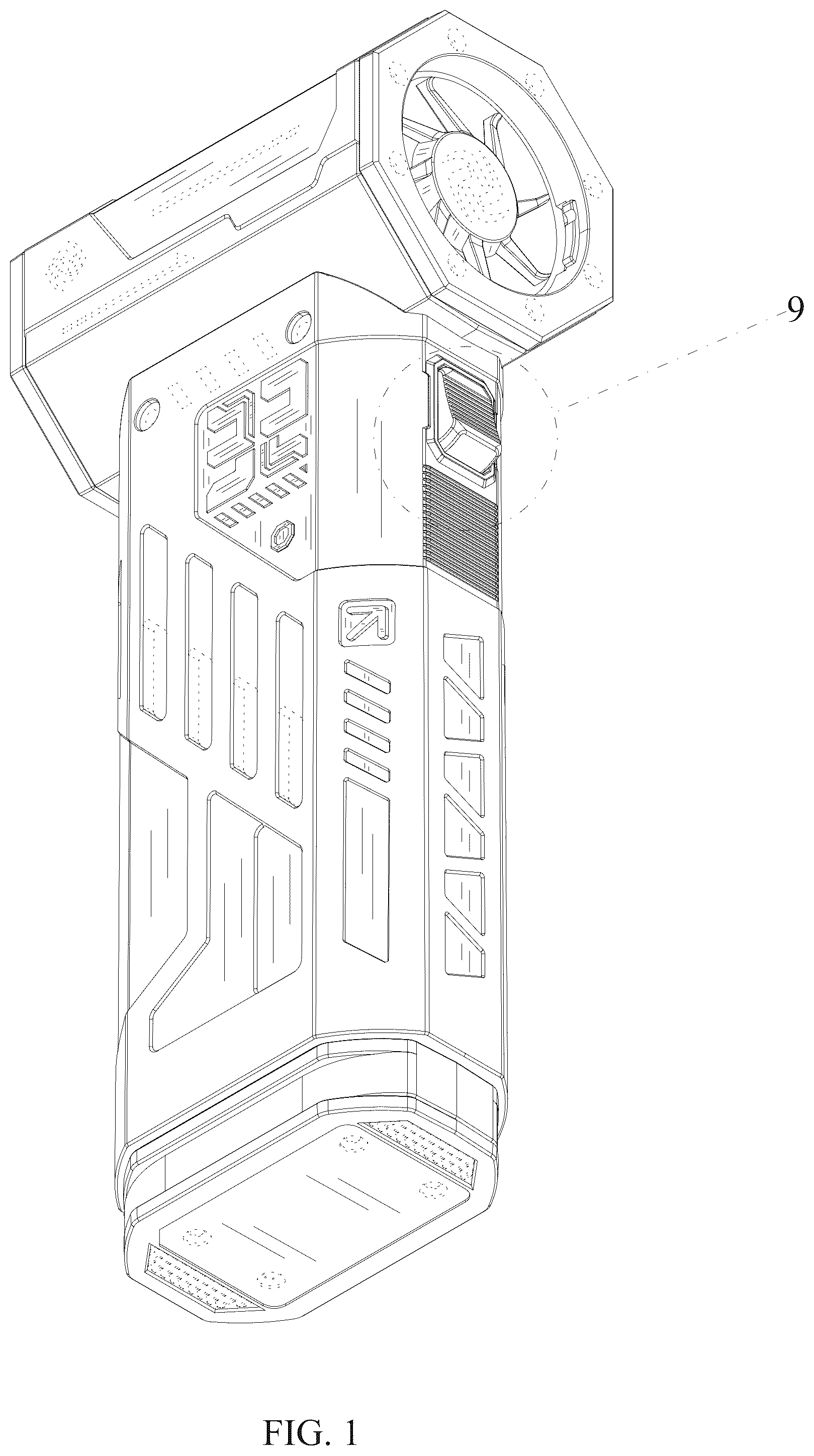 Patent USD1077195 — Handheld fan — Figure 1
