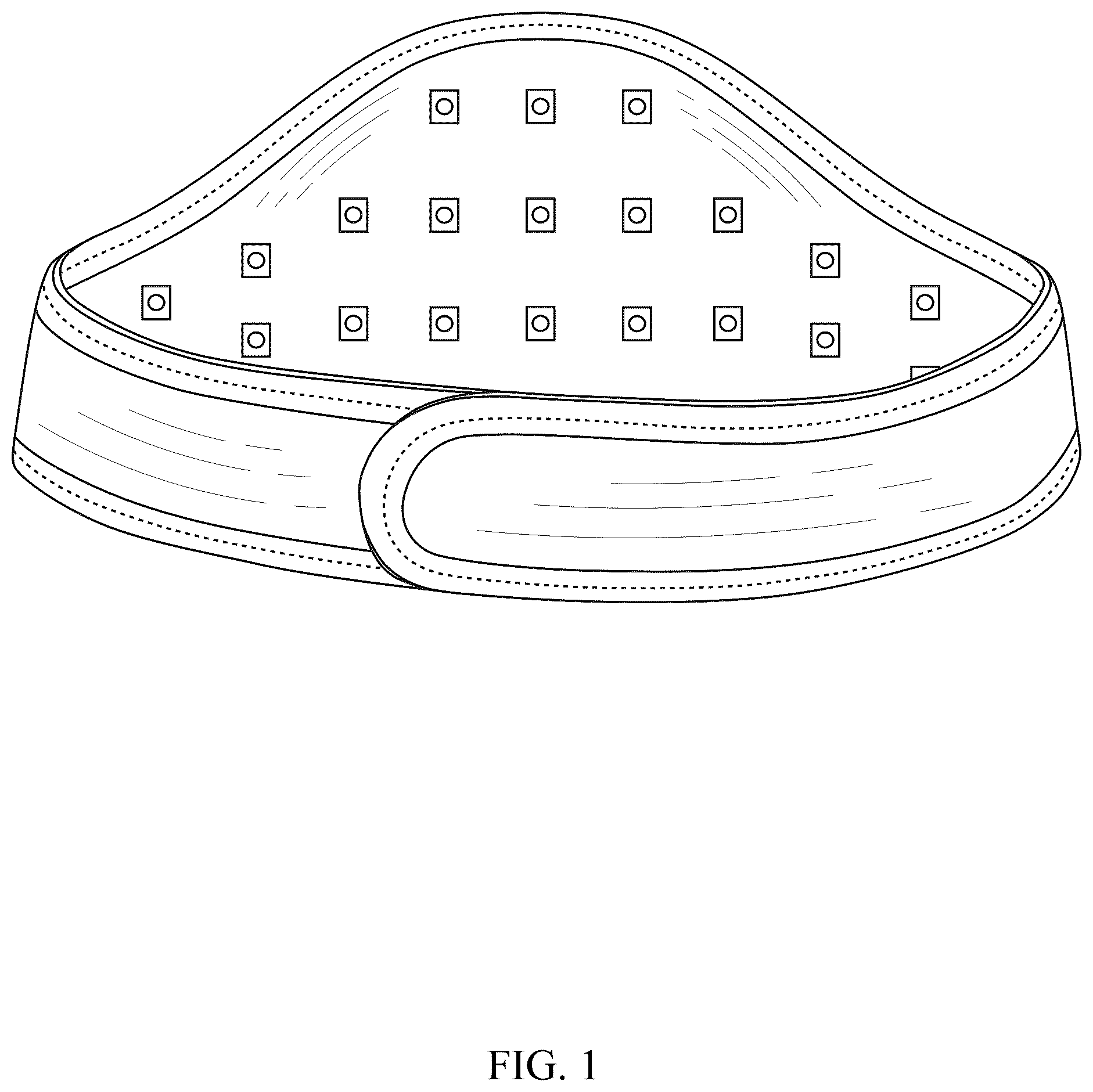 Patent USD1077258 Figure 1 – Phototherapy neck wrap