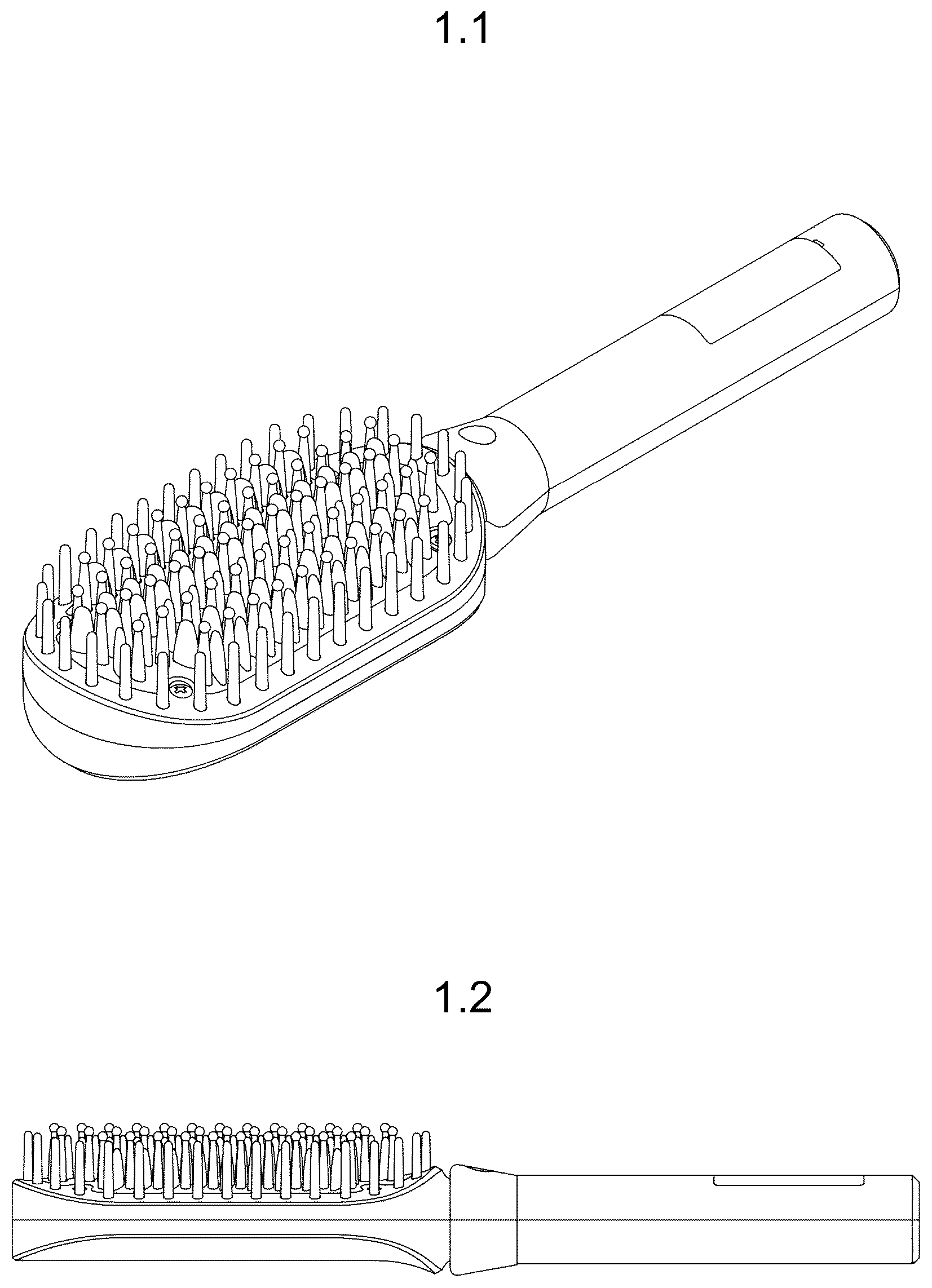 Patent USD1077353 — Hair straightening iron with brush — Figure 1