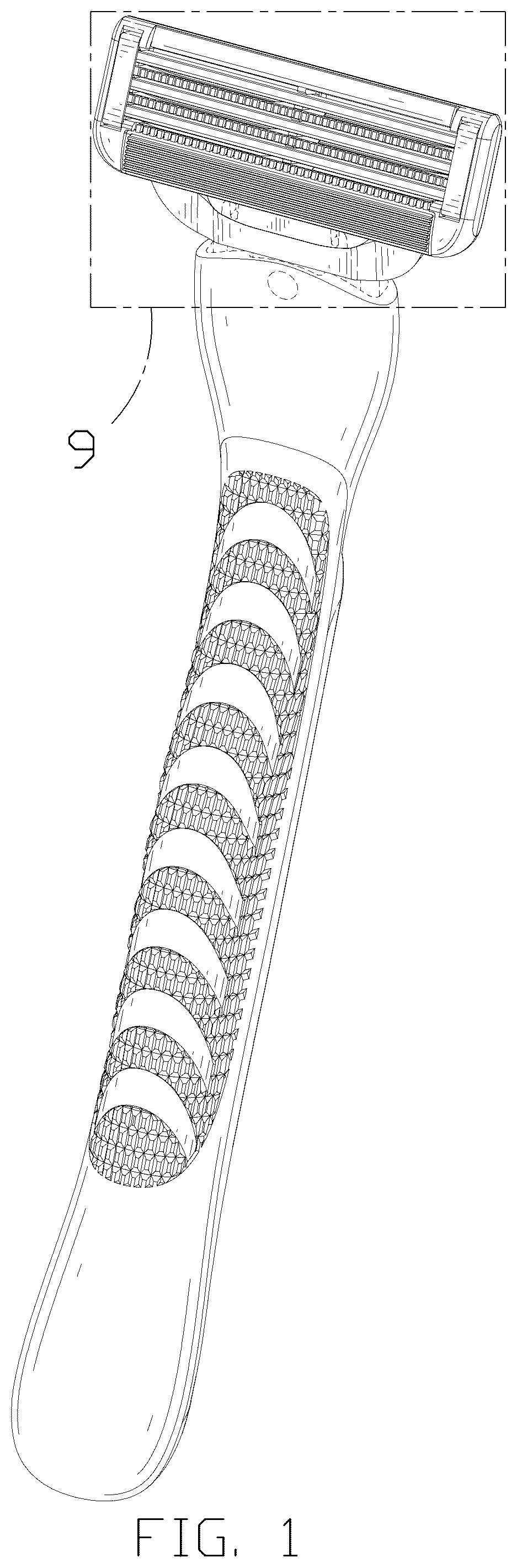 Patent USD1077355 Figure 1 – Razor