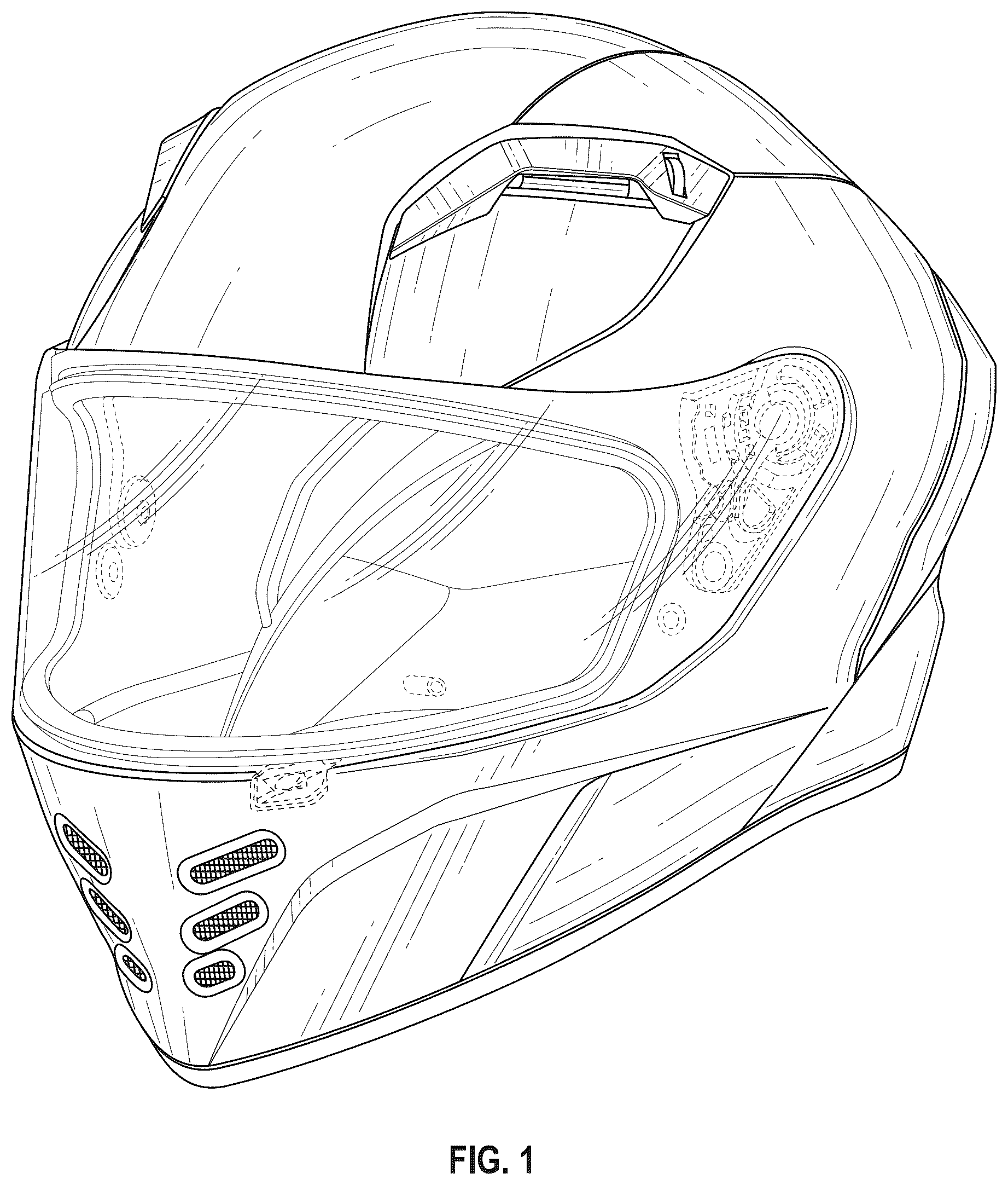 Patent USD1077364 Figure 1 – Helmet