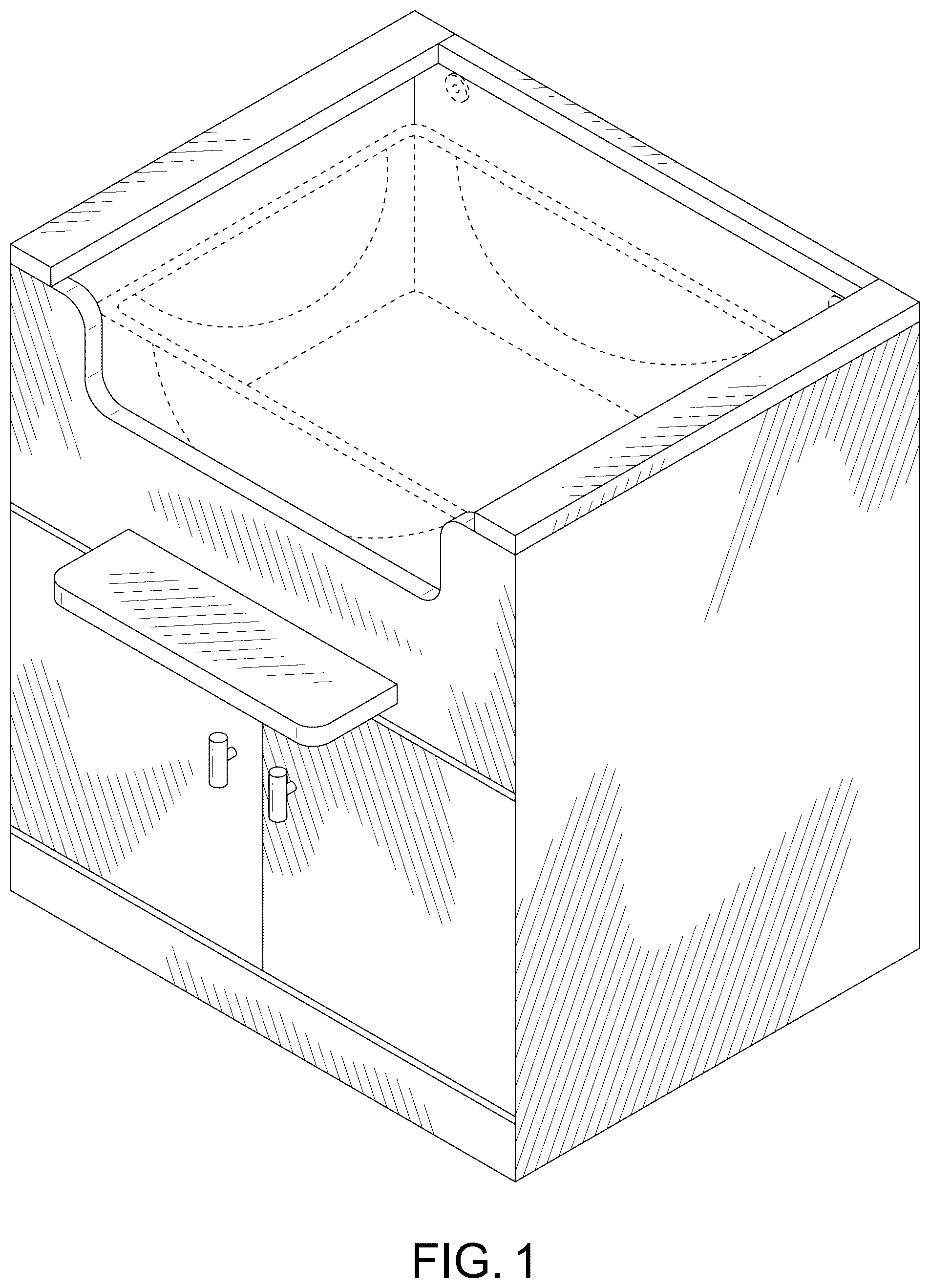Patent USD1077377 — Raised litter box storage system — Figure 1