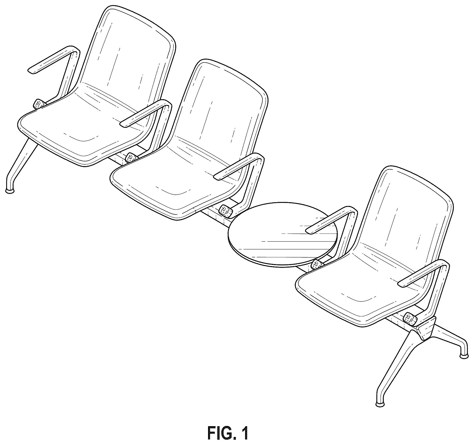 Patent USD1077490 — Combined multiple seating and table unit — Figure 1