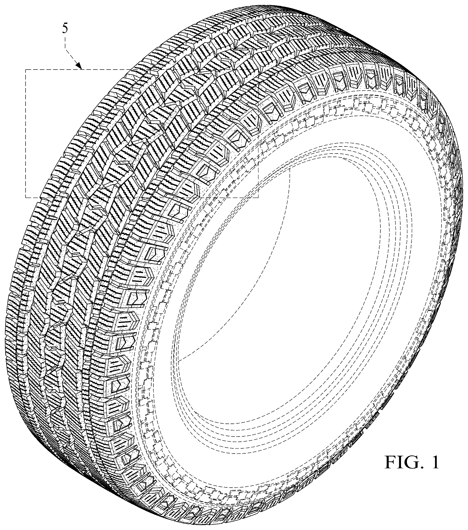 Patent USD1077720 Figure 1 – Vehicle tire tread
