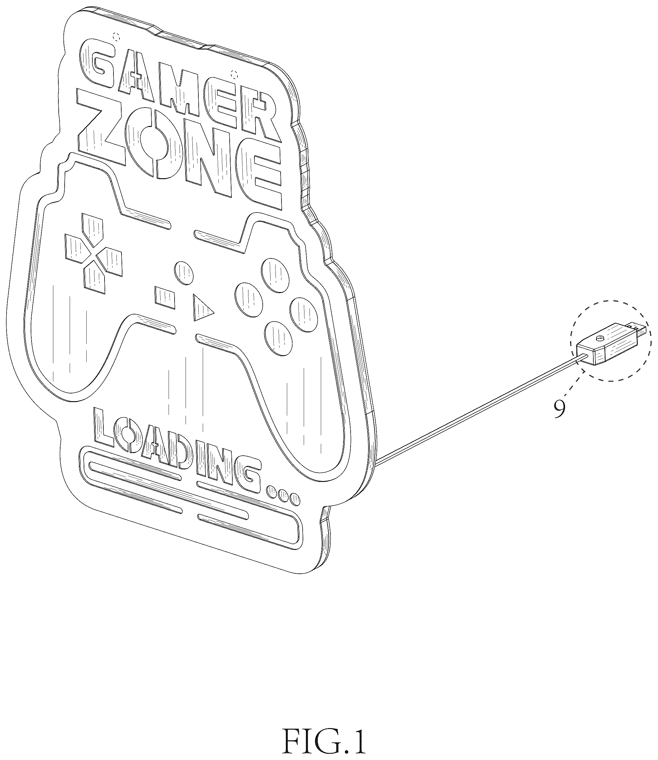 Patent USD1077911 — Gamer zone sign — Figure 1