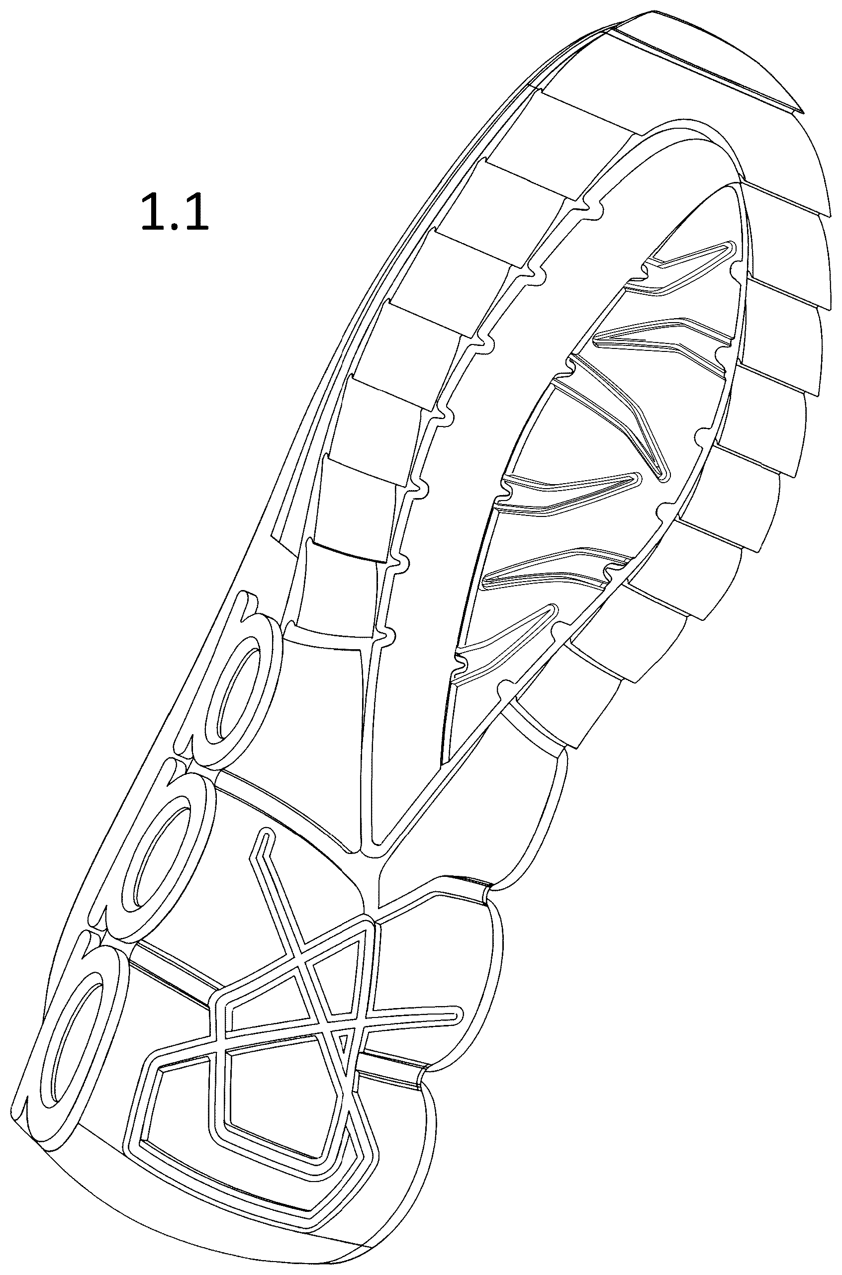 Patent USD1078217 Figure 1 – Sole for footwear
