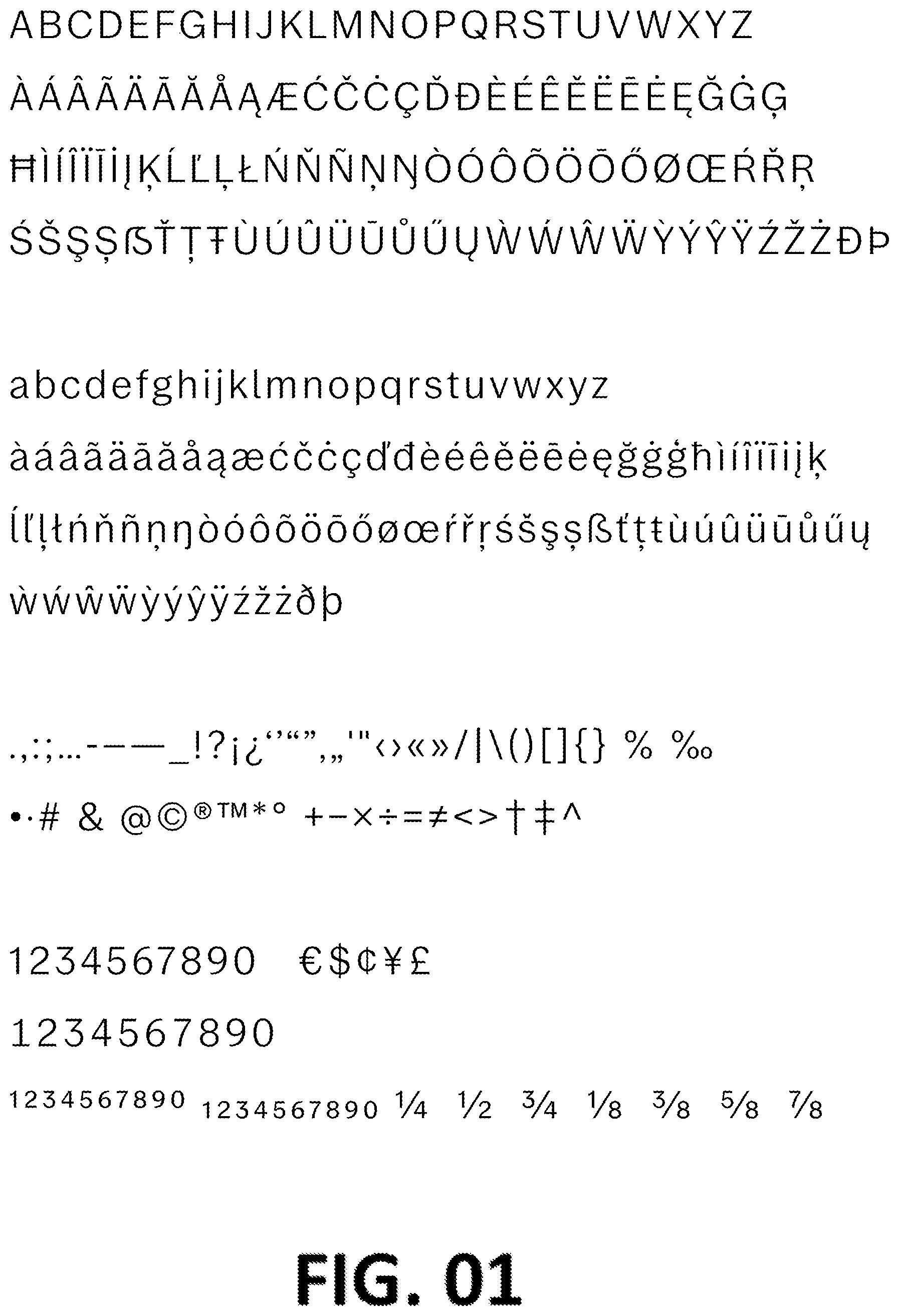 Patent USD1101029 Figure 1 – Typeface or type font