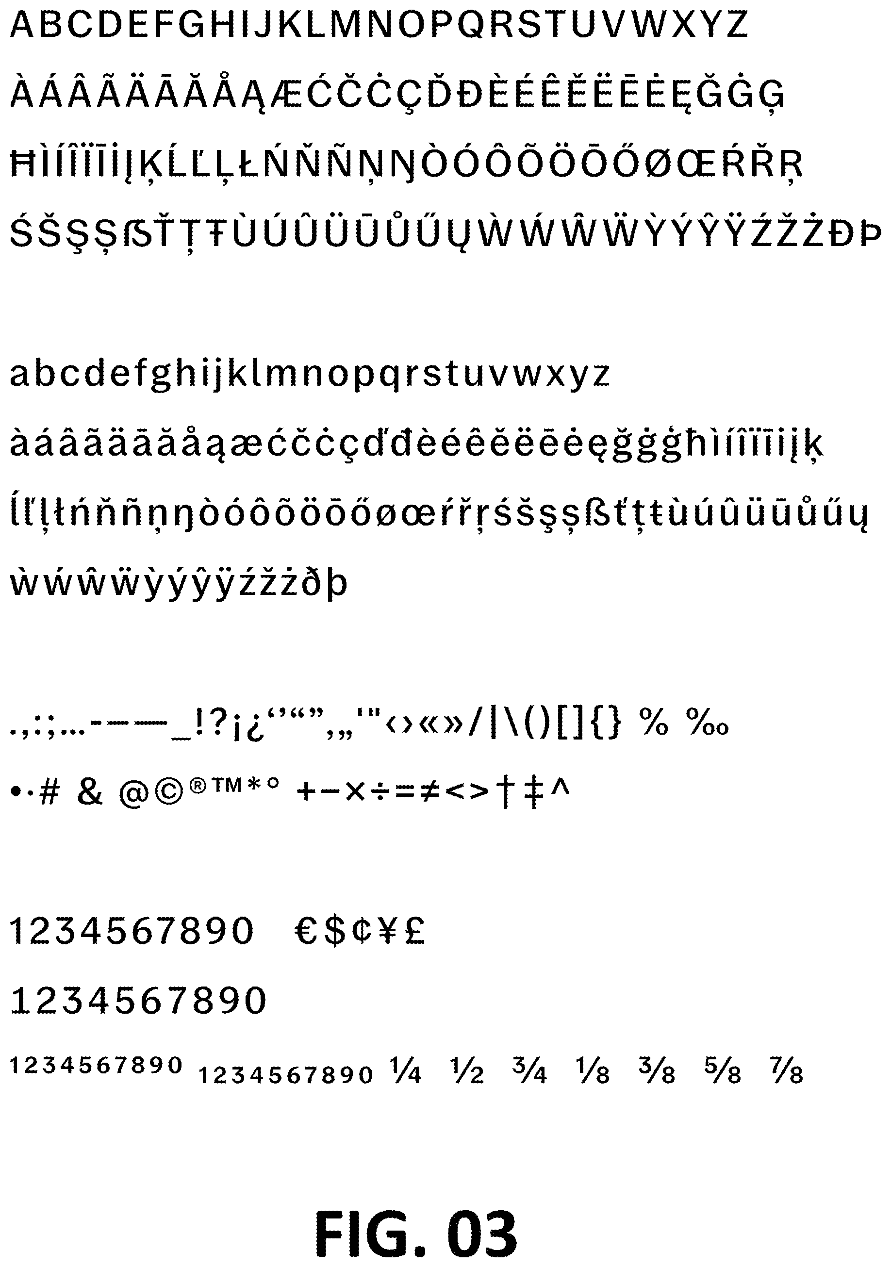 Patent USD1101029 Figure 3 – Typeface or type font