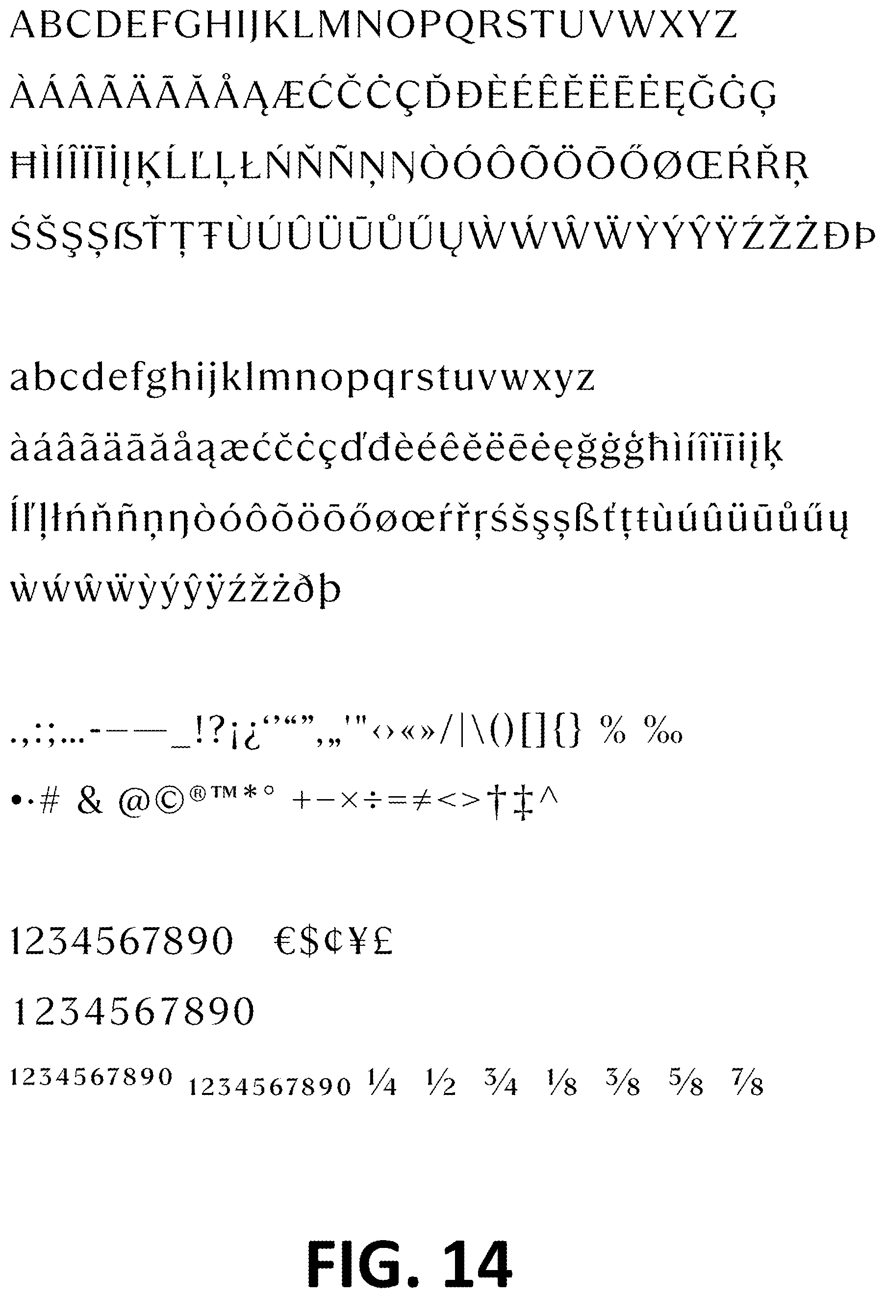 Patent USD1101030 Figure 14 – Typeface or type font