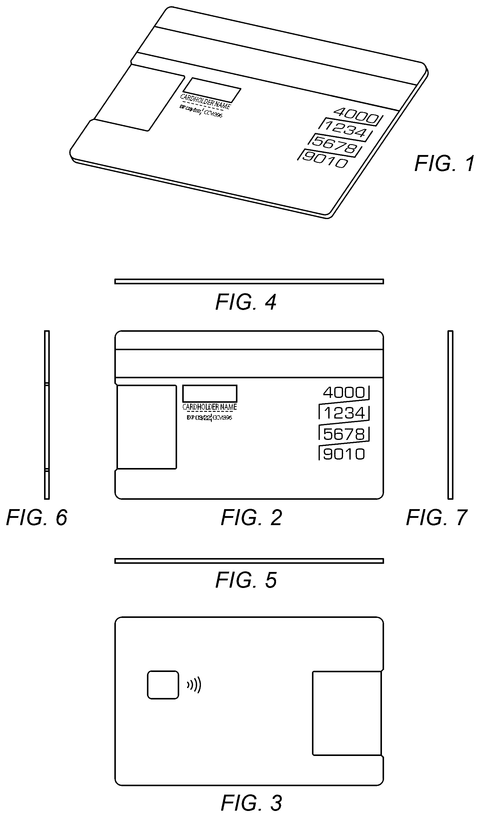 Patent USD1101037 — Payment card with a notch — Figure 1