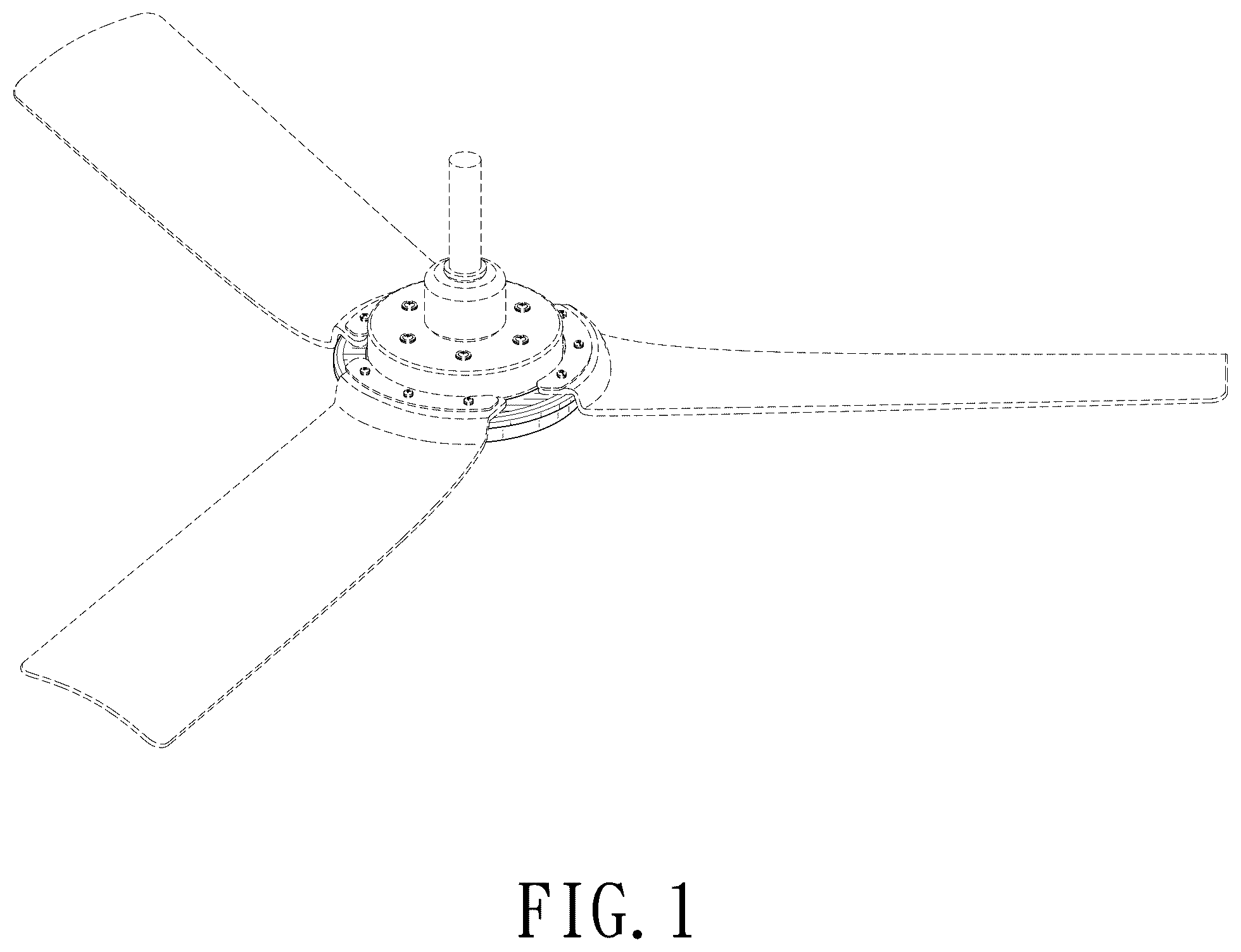 Patent USD1101133 Figure 1 – Ceiling fan