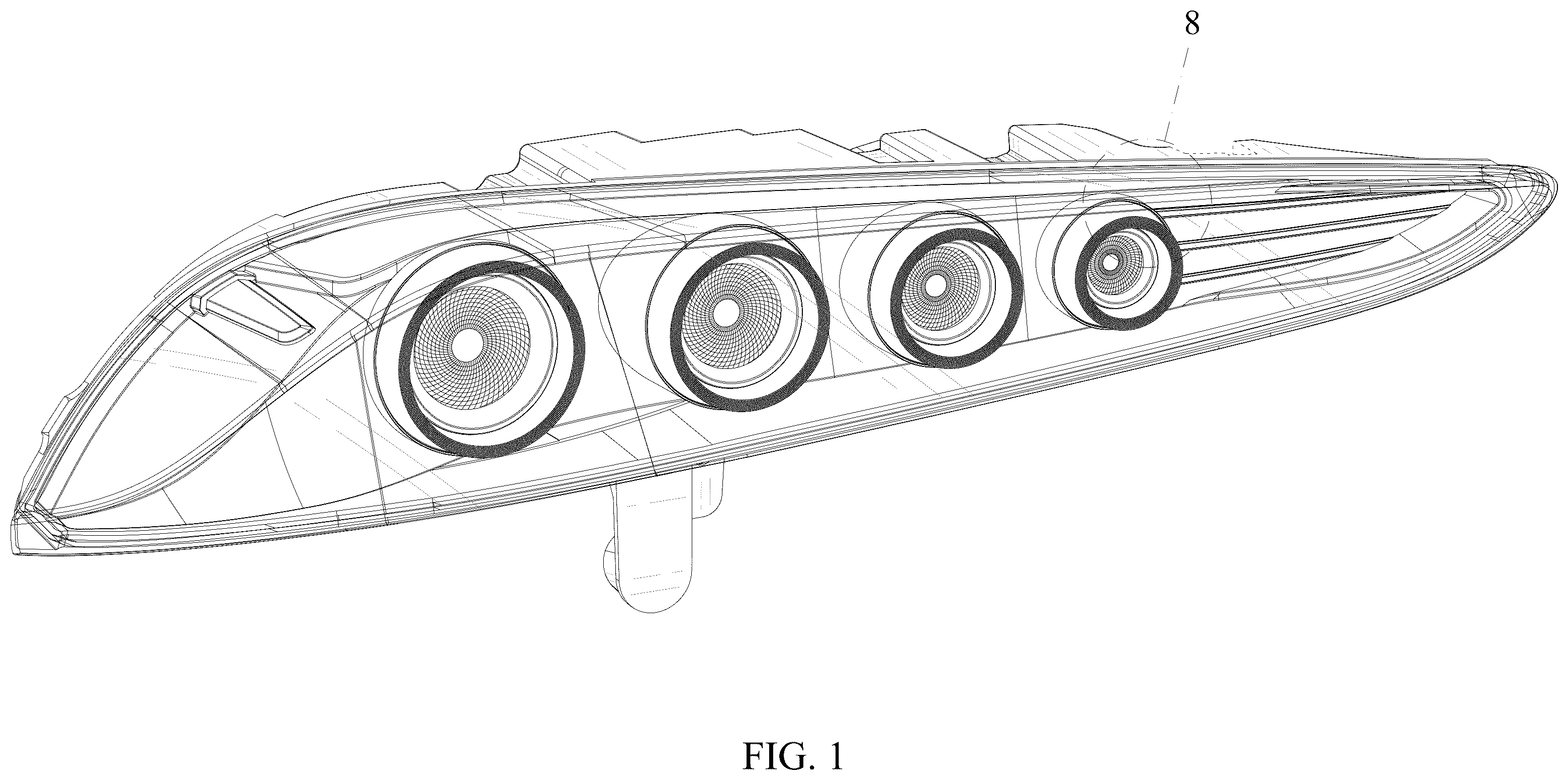 Patent USD1101231 Figure 1 – Automative light