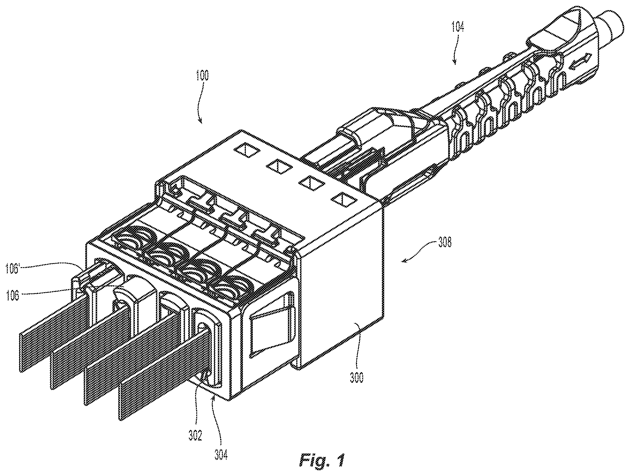 Patent US12541063 — Ferrule holder for miniature mt ferrule and adapter interface for mating with fiber optic connectors — Figure 1