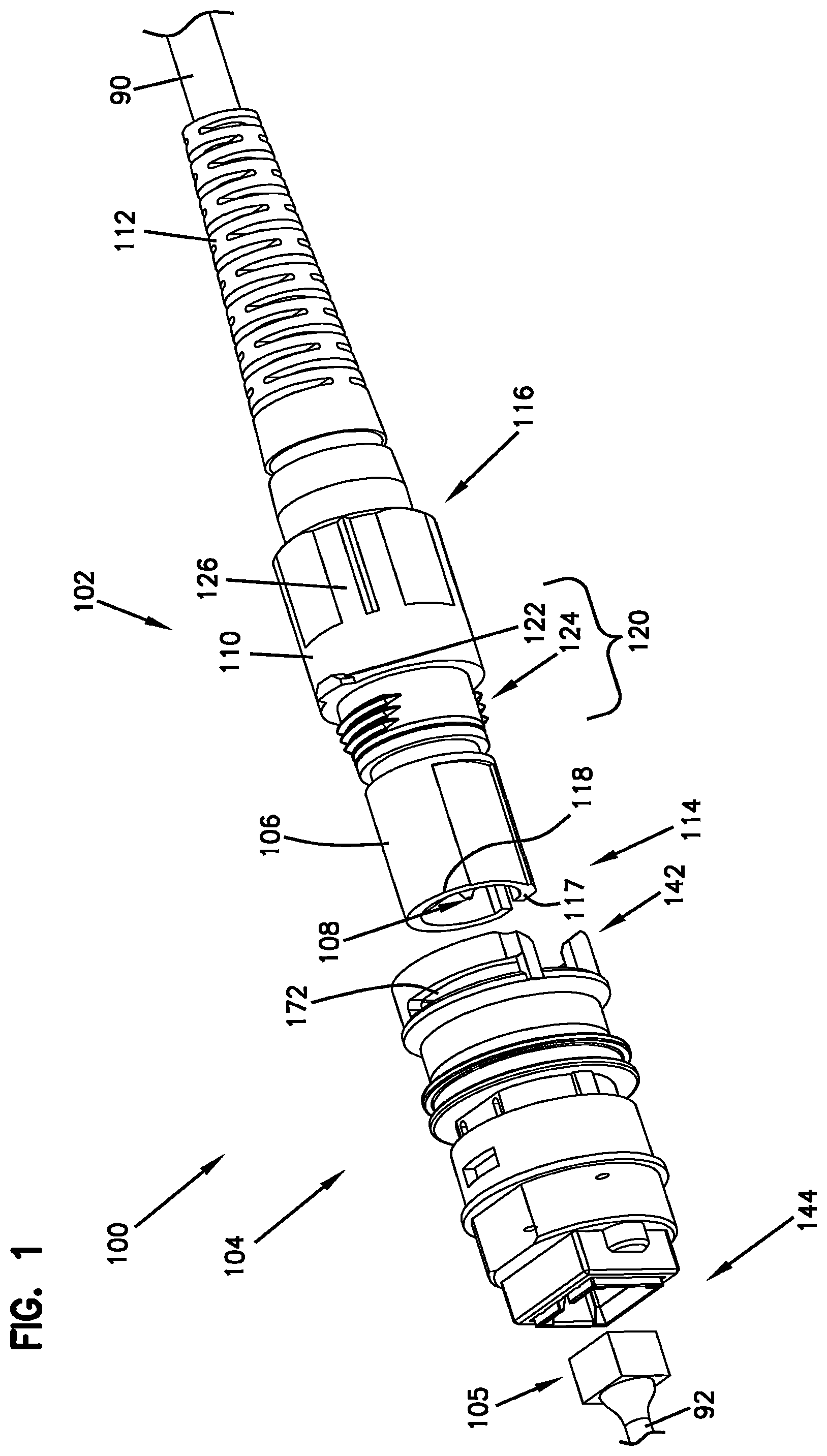 Patent US12541064 — Telecommunications enclosure for hardened fiber optic connector — Figure 1