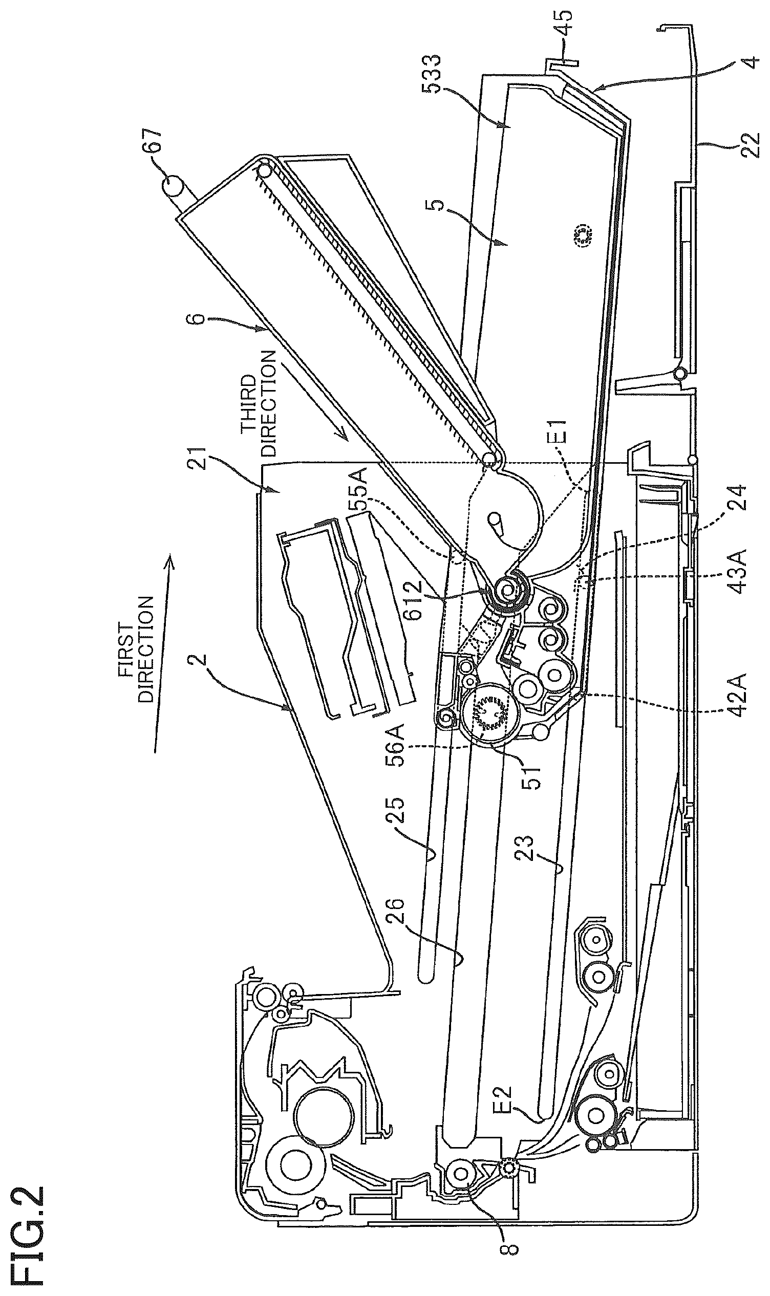 Patent US12541166 Figure 2 – Image forming device having drawer