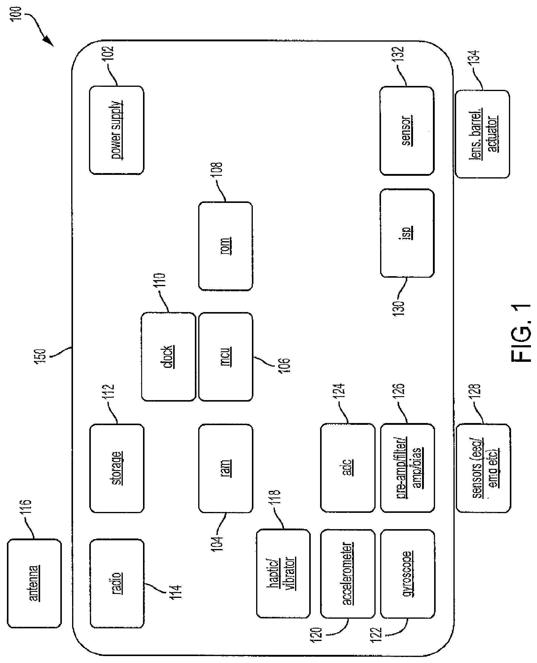 Patent US12541255 Figure 1 – Gesture operated wrist mounted camera system