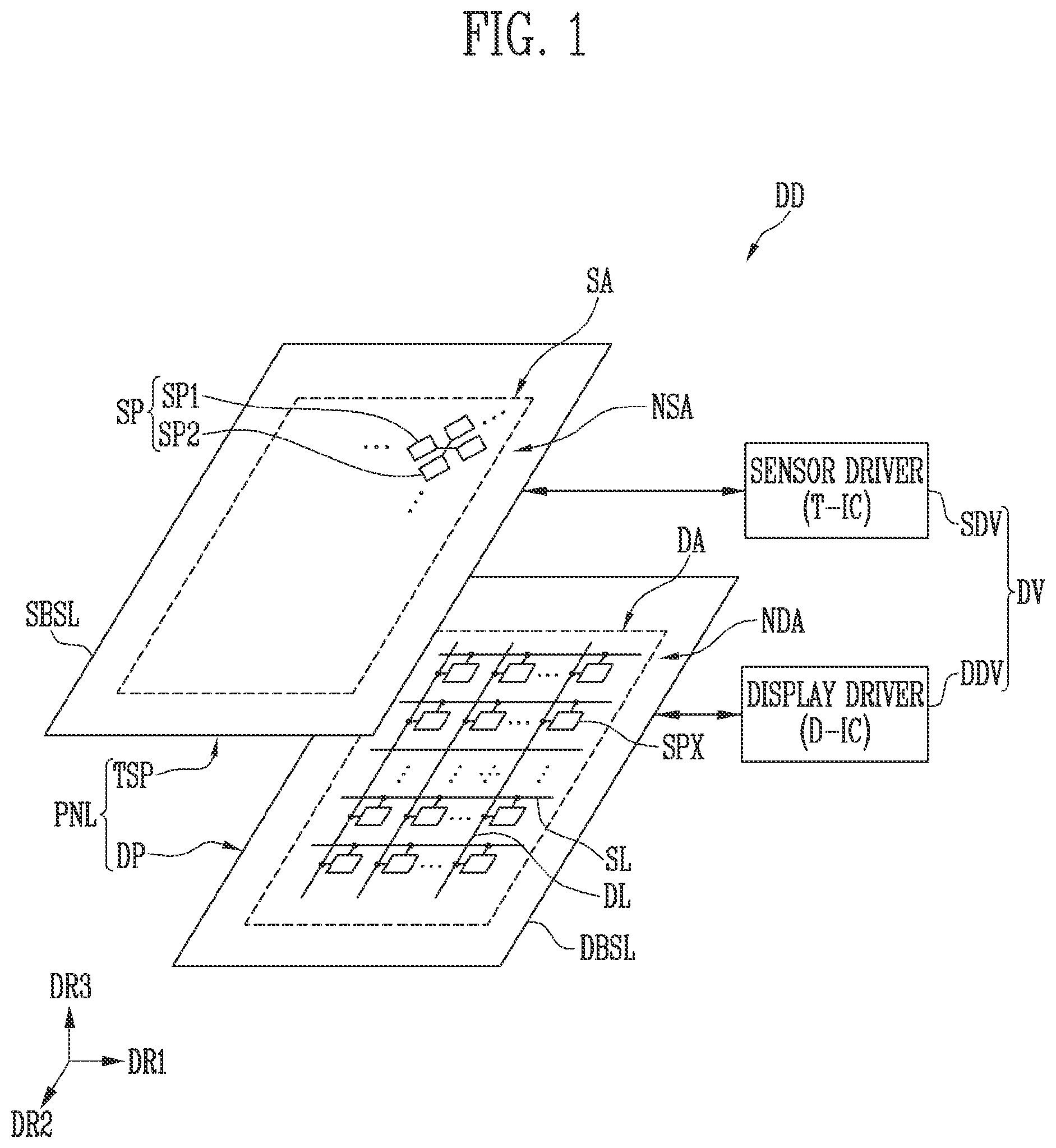 Patent US12541270 — Display device comprising touch sensor — Figure 1