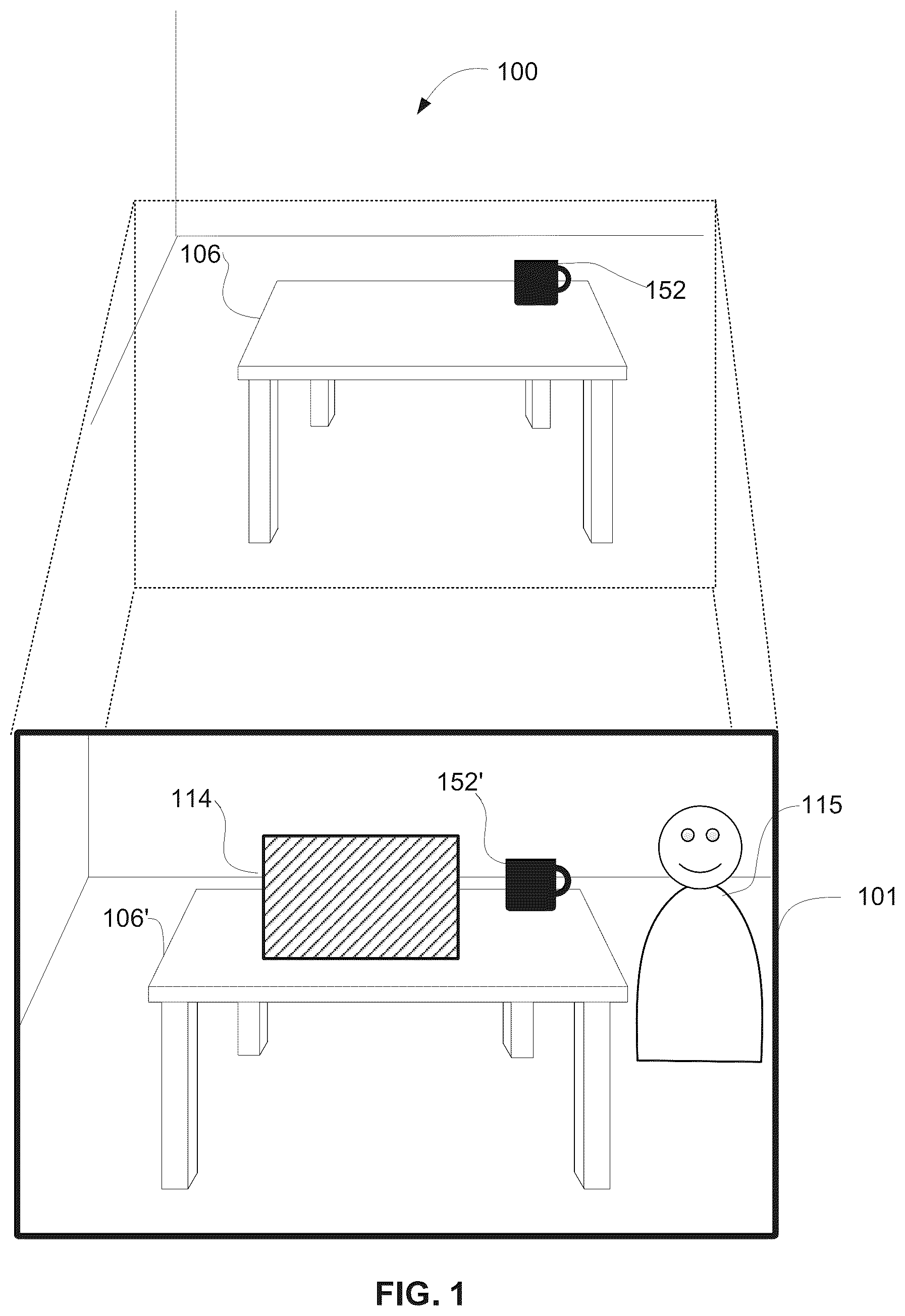 Patent US12541280 Figure 1 – System and method of three-dimensional placement and refinement in multi-user communication sessions