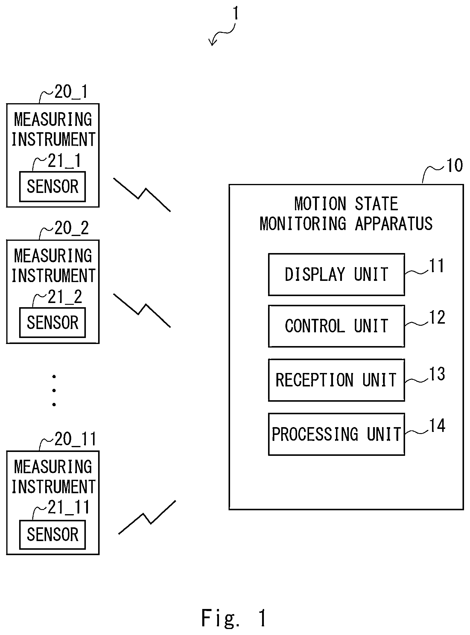 Patent US12541283 — Motion state monitoring system, method for controlling the same, and non-transitory computer-readable medium — Figure 1