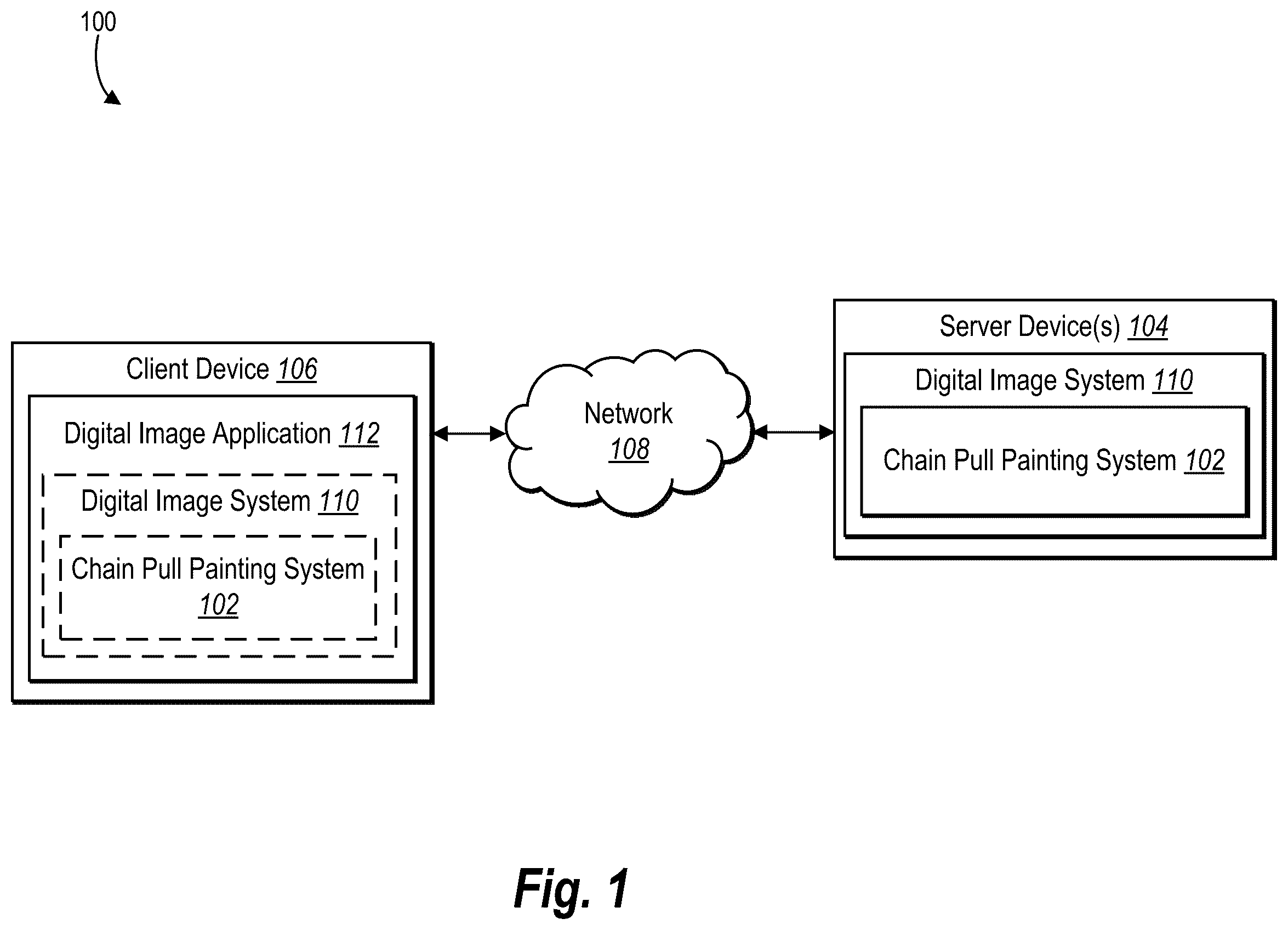 Patent US12541891 — Generating chain pull painting styles in digital applications — Figure 1
