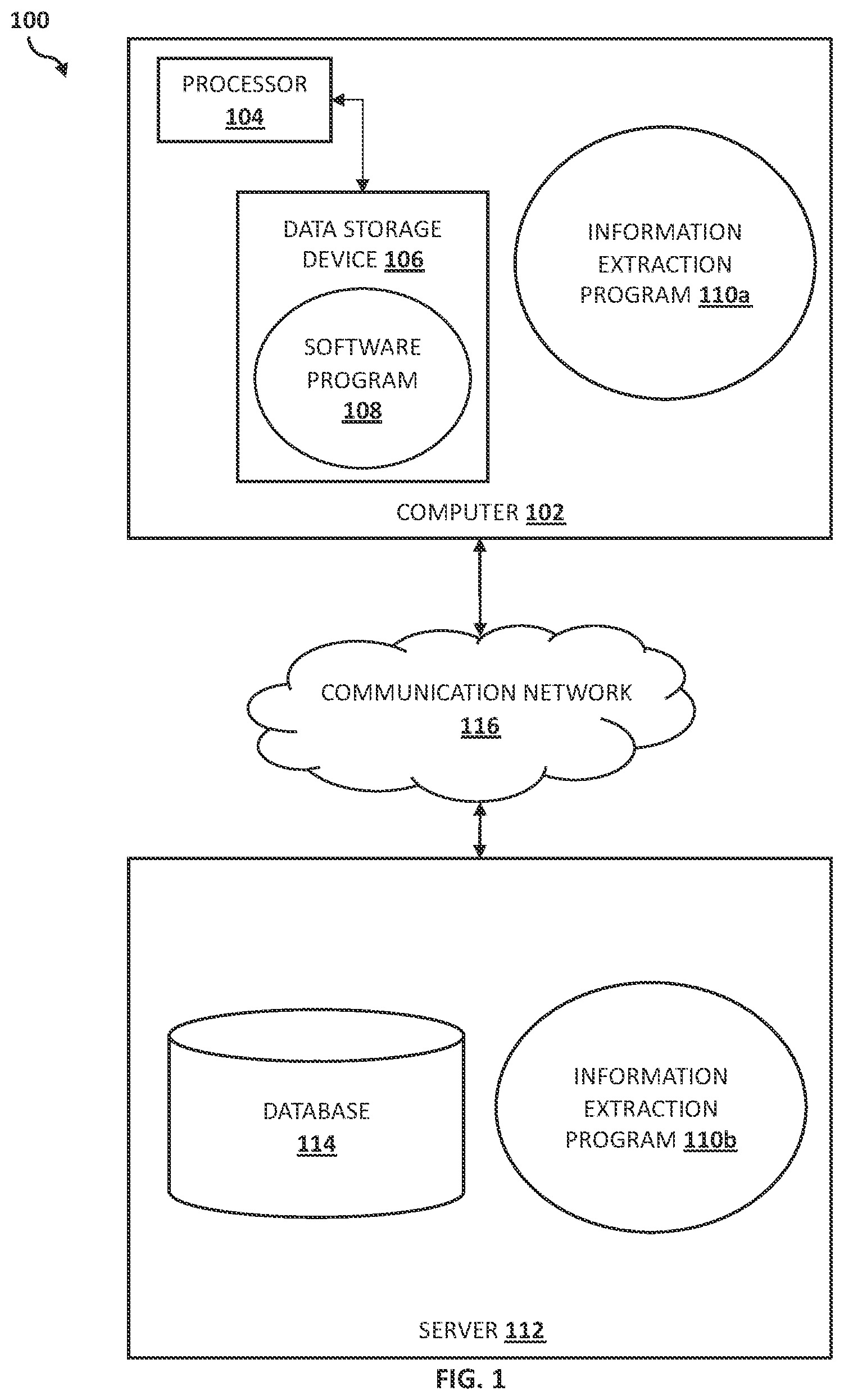 Patent US12541990 Figure 1 – Information extraction from documents containing handwritten text