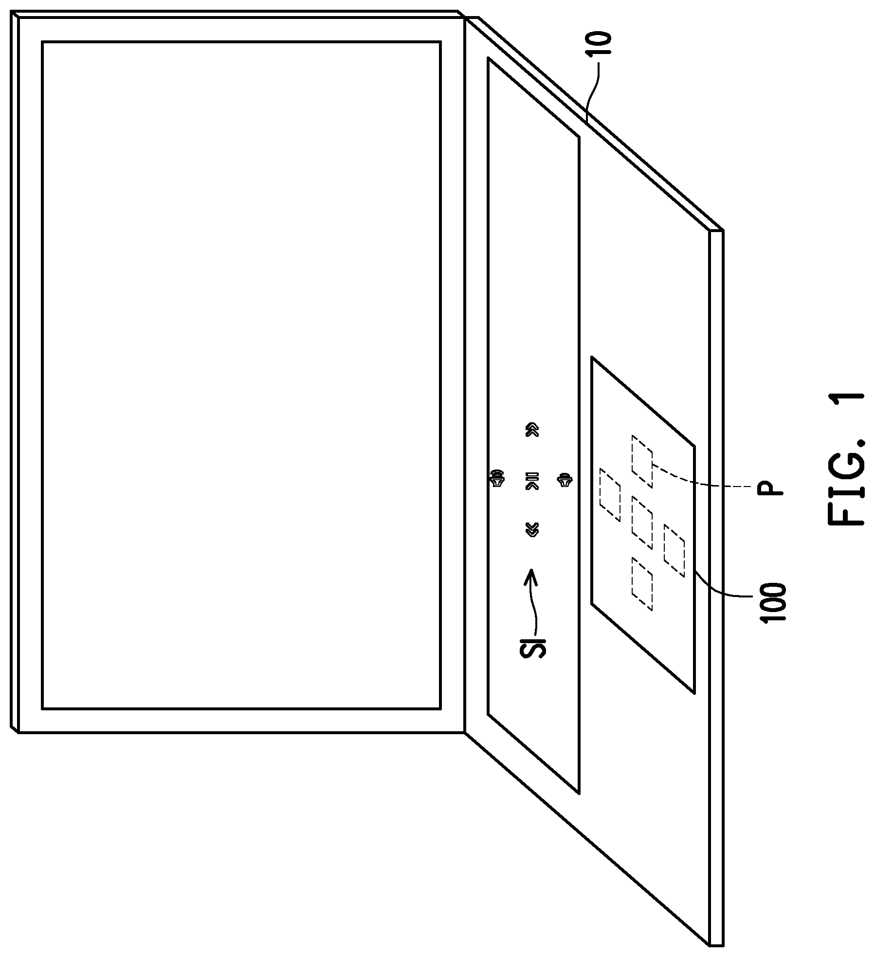 Patent US12547279 — Illuminated touchpad having parallax barrier light source module — Figure 1