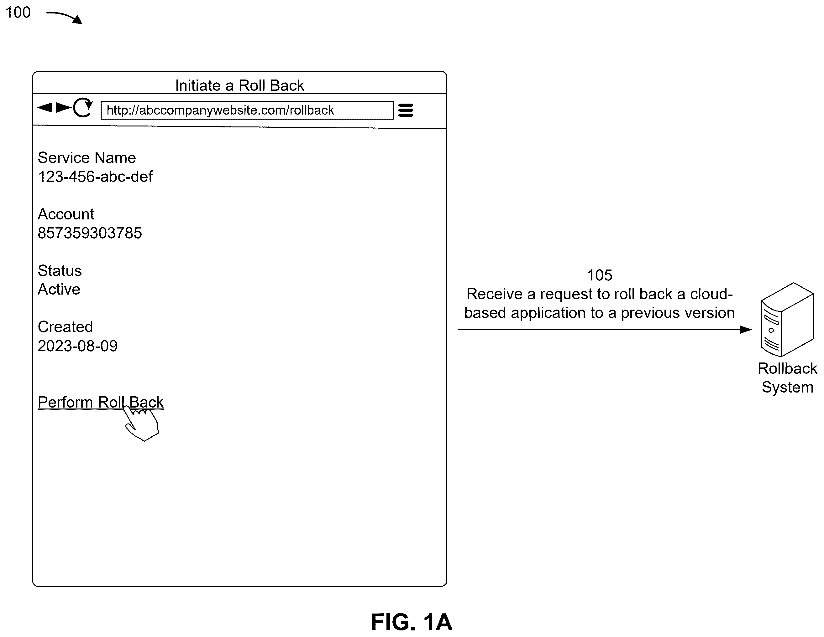Patent US12547502 Figure 1 – Version rollback for cloud-based applications