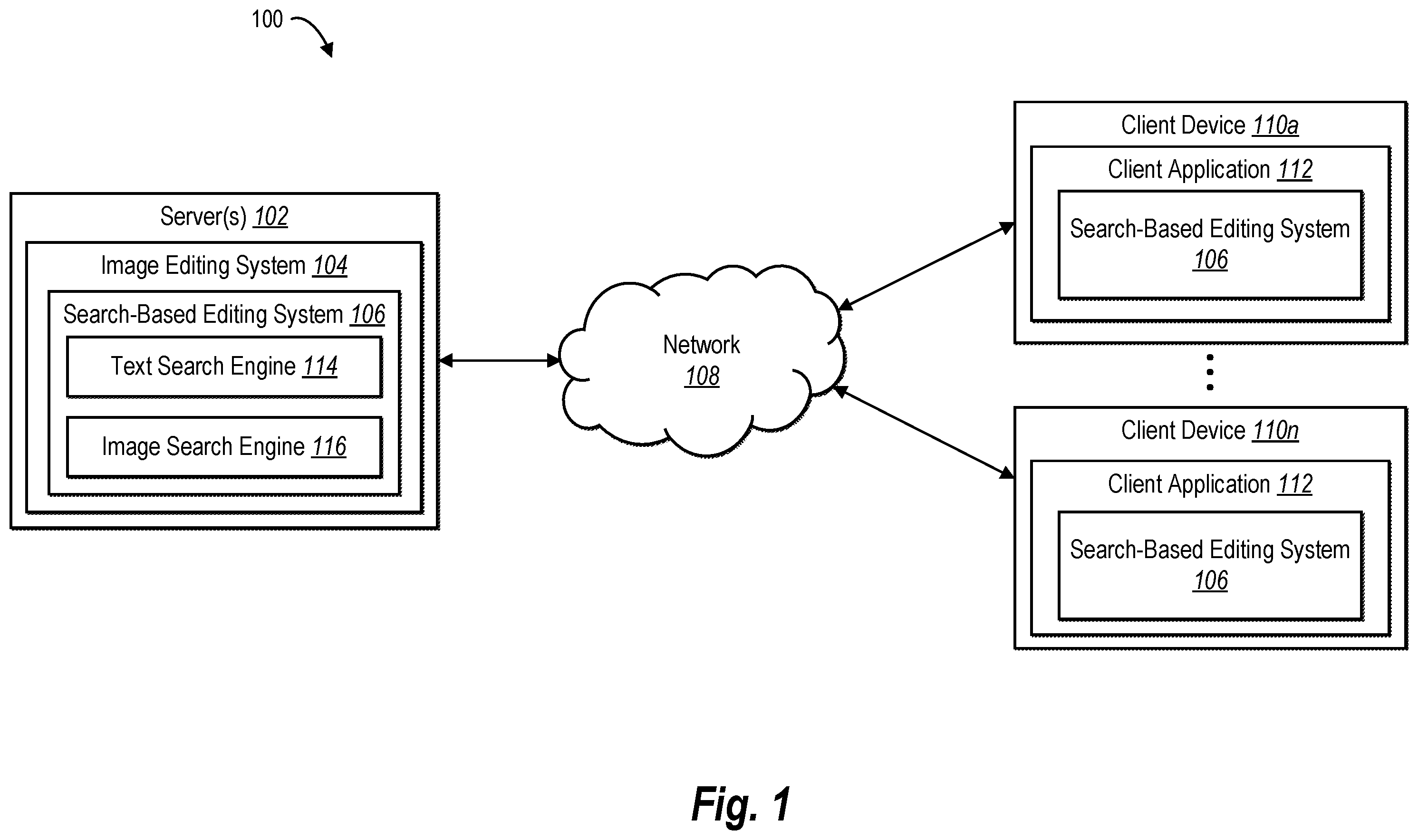 Patent US12547658 — Retrieving digital images in response to search queries for search-driven image editing — Figure 1