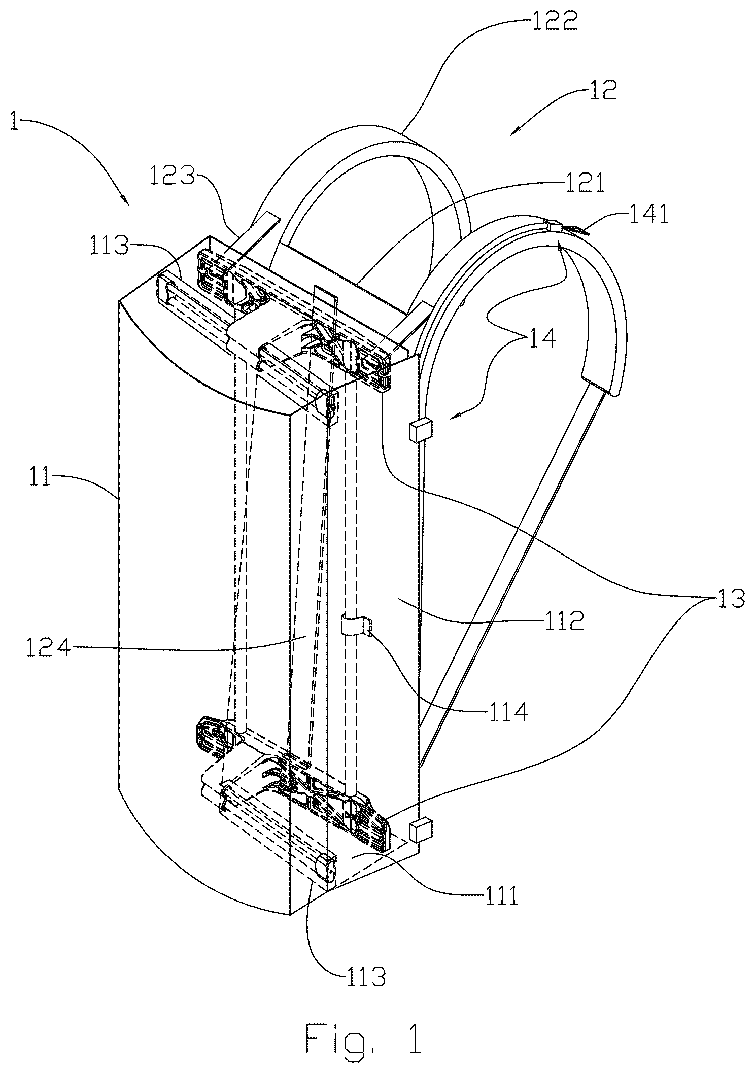 Patent US12551000 — Carrying device for carrying an elongated object — Figure 1