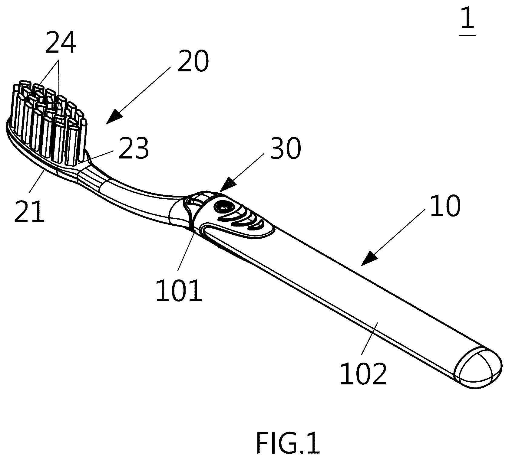 Patent US12551004 — Toothbrush with detachable brush head — Figure 1