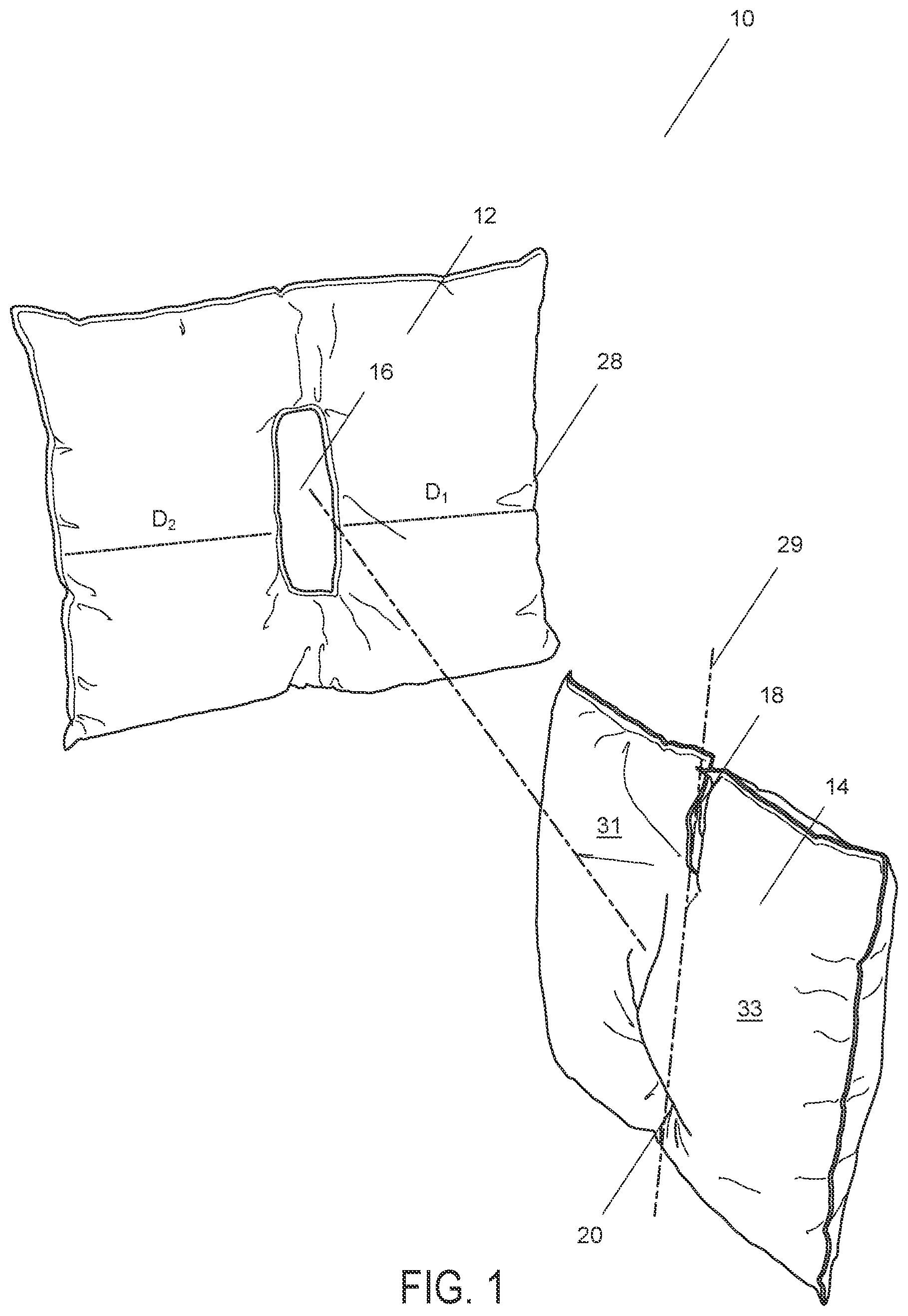 Patent US12551037 — Pillow system — Figure 1