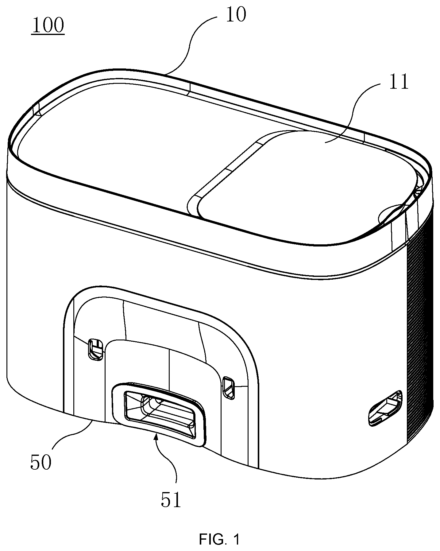 Patent US12551070 Figure 1 – Dust collecting device, cleaning base station and robot cleaning system
