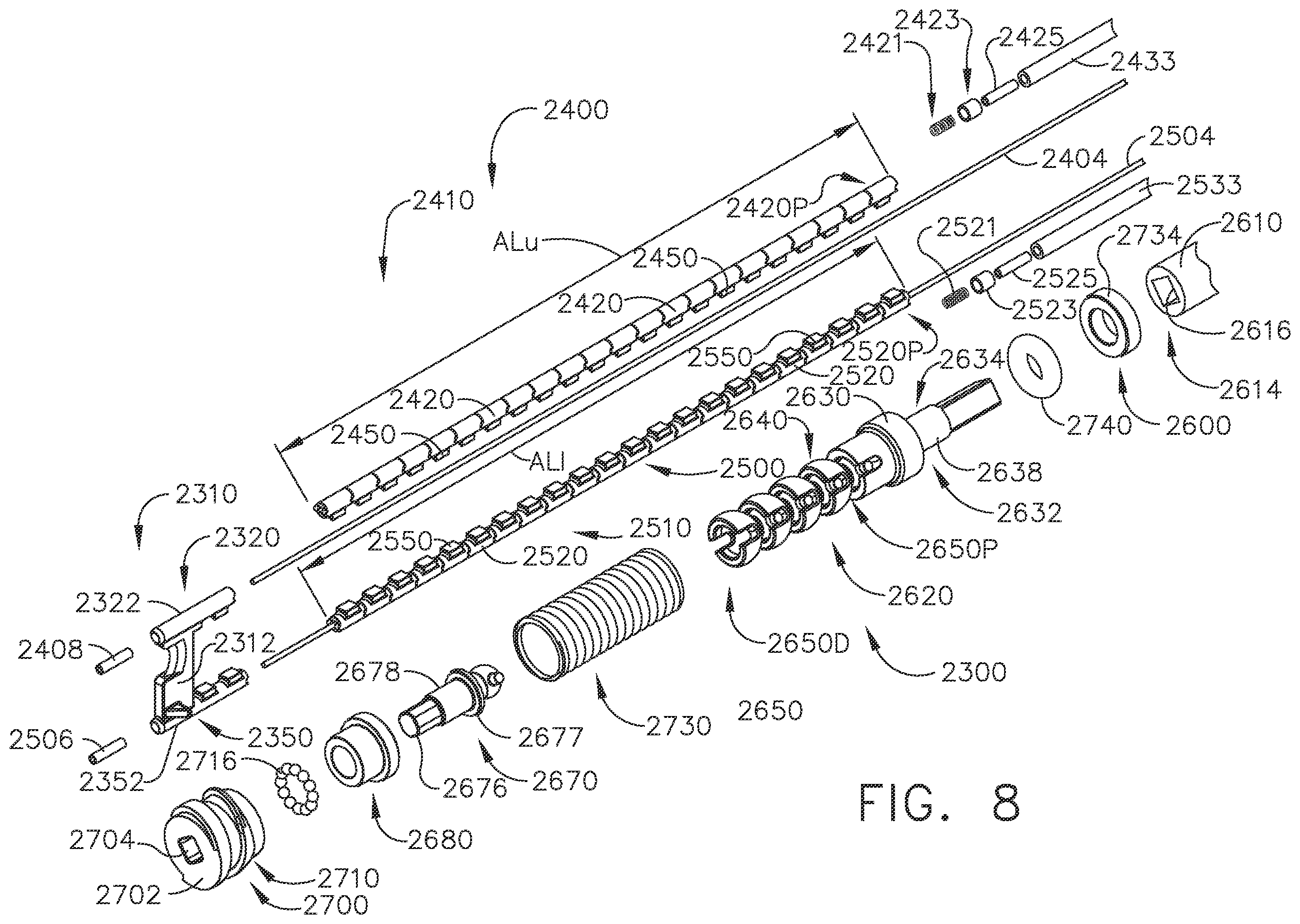 Patent US12551214 Figure 8 – Surgical instruments with differential articulation joint arrangements for accommodating flexible actuators